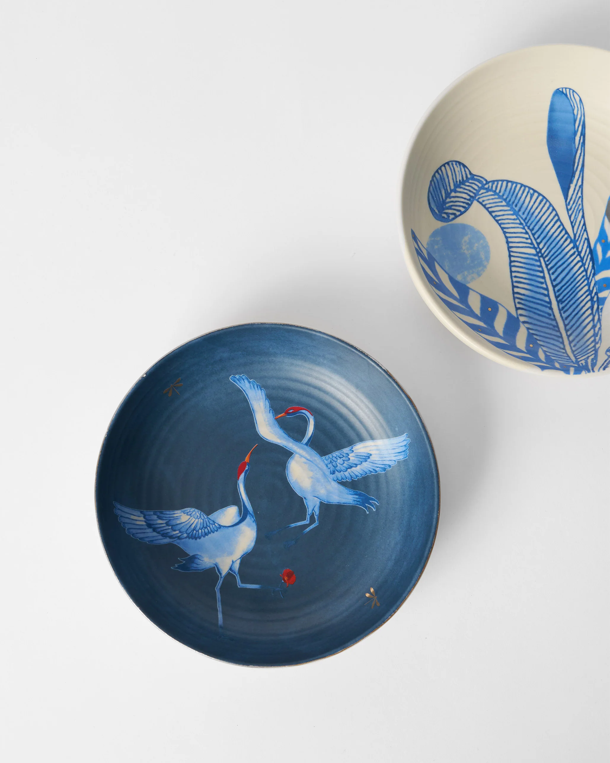 Dancing Crane Shallow Bowls - Set of 2 - Image 4