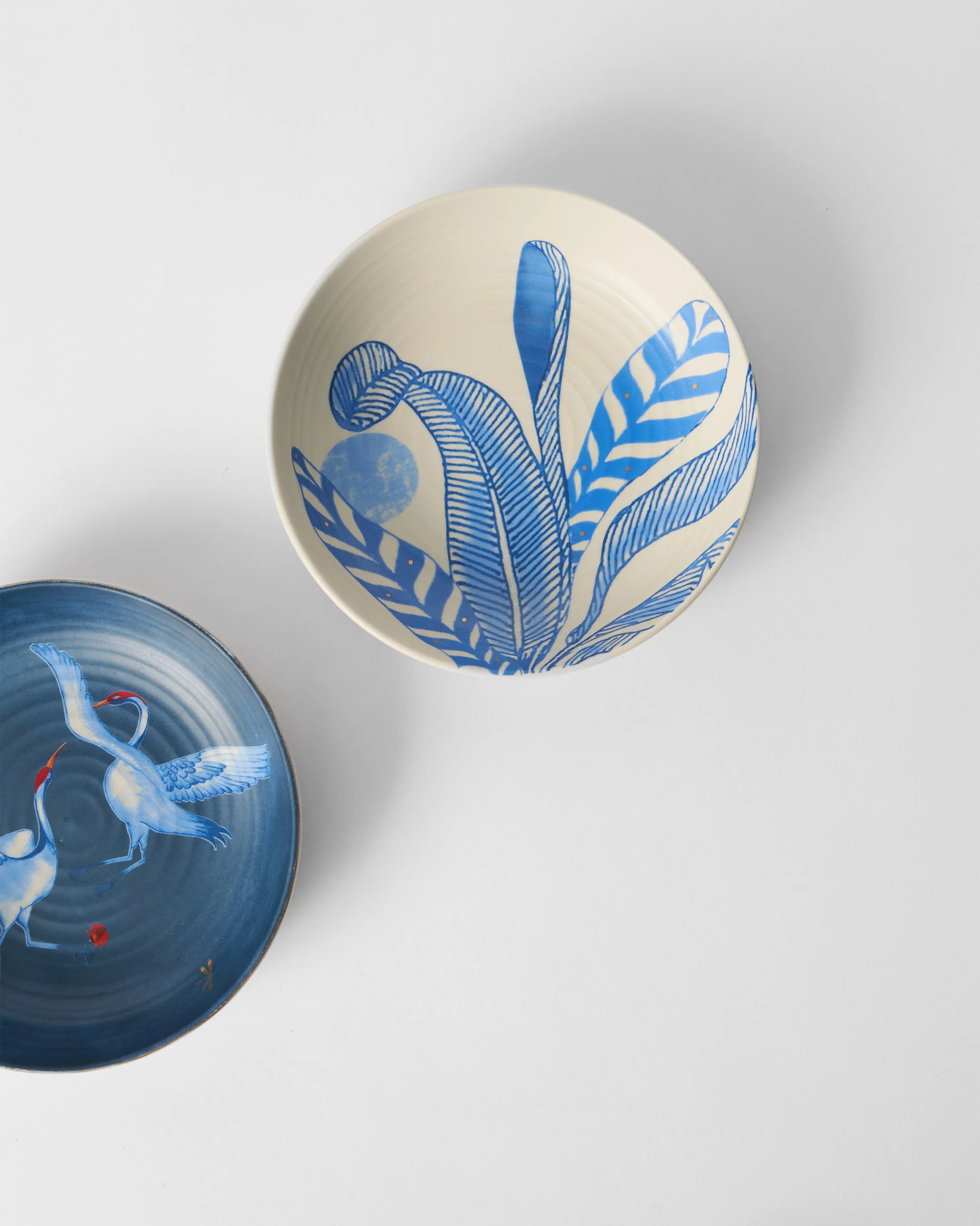 Dancing Crane Shallow Bowls - Set of 2 - Image 5