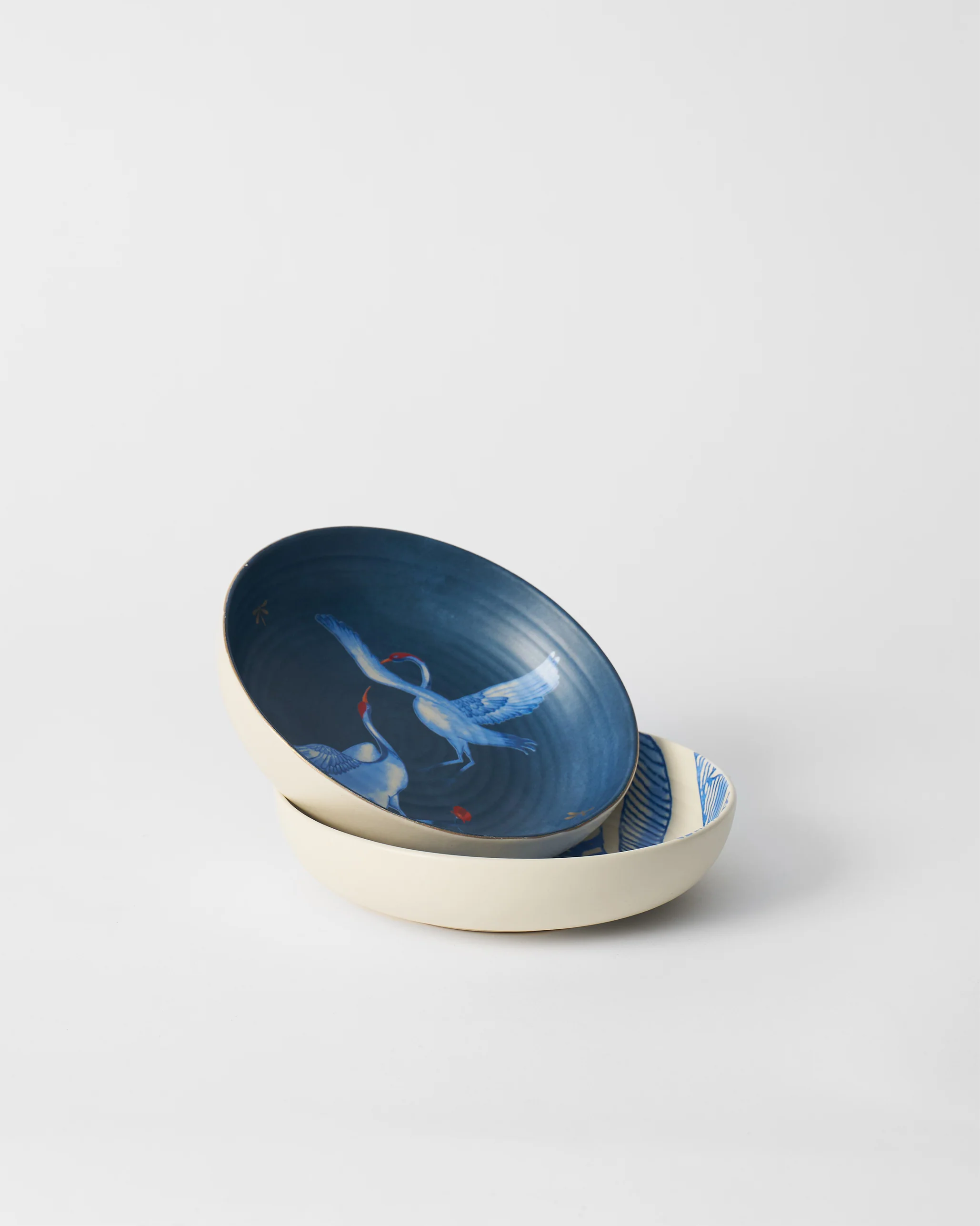 Dancing Crane Shallow Bowls - Set of 2 - Image 6