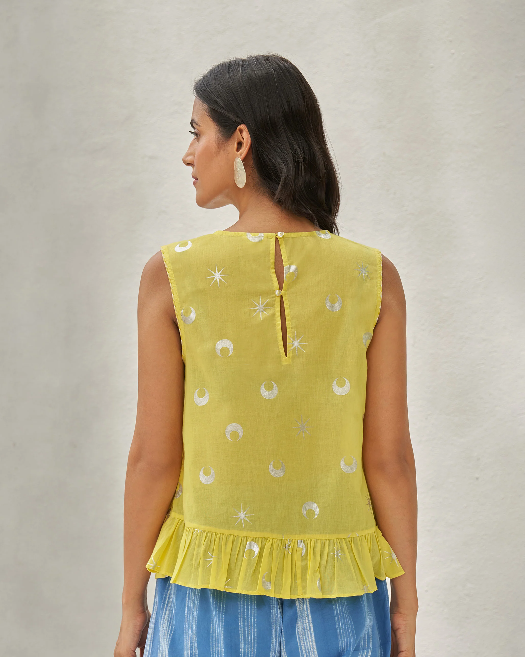 Demi Moon Ruffle Top - Yellow & Silver - Image 3