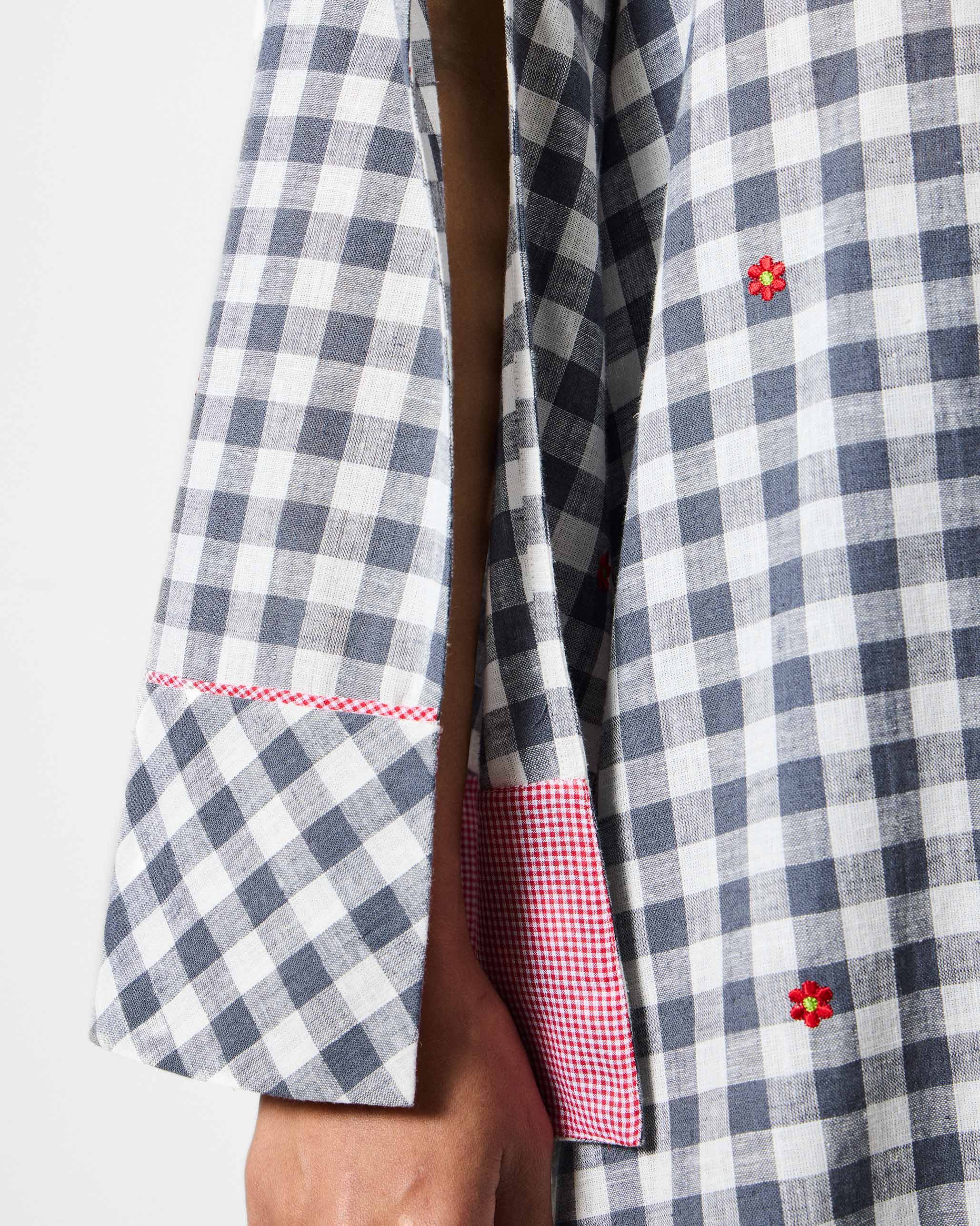 Dhauli Kurta - Grey & Whitel Checks - Image 3