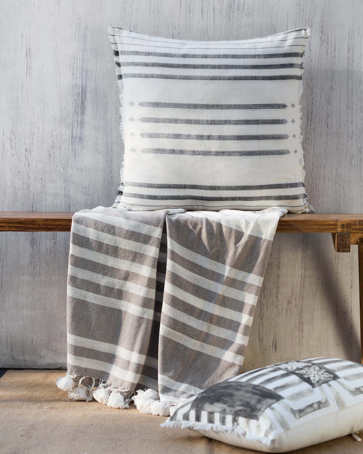 Diamond Stripe Cushion Cover - Grey - Image 5