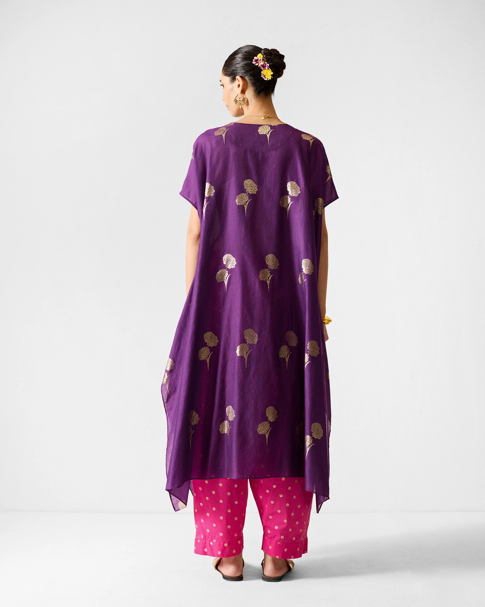 Diu Kurta - Purple & Gold Printed - Image 6