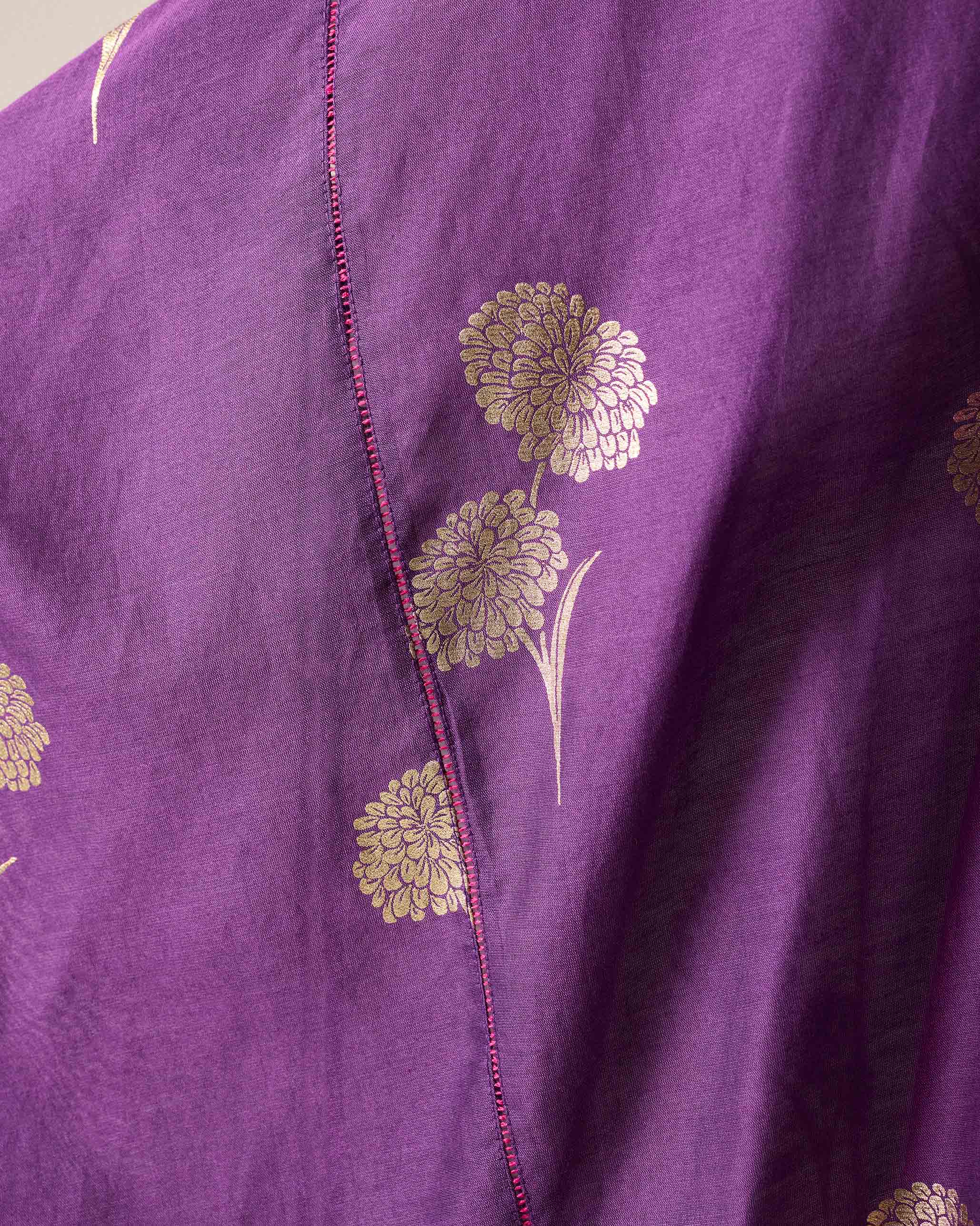 Diu Kurta - Purple & Gold Printed - Image 7