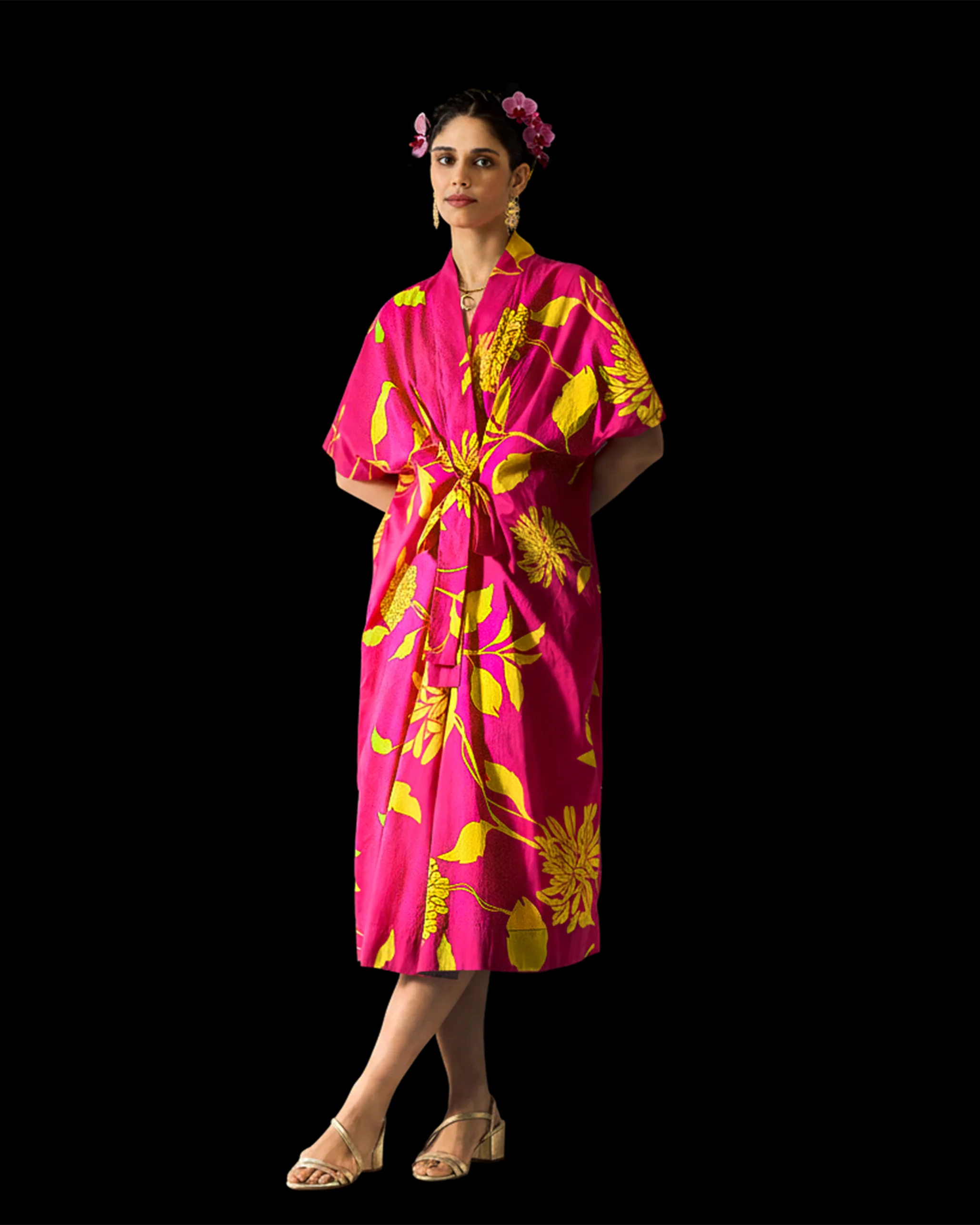 Doda Dress with Slip - Fuchsia & Lime Printed - Image 3