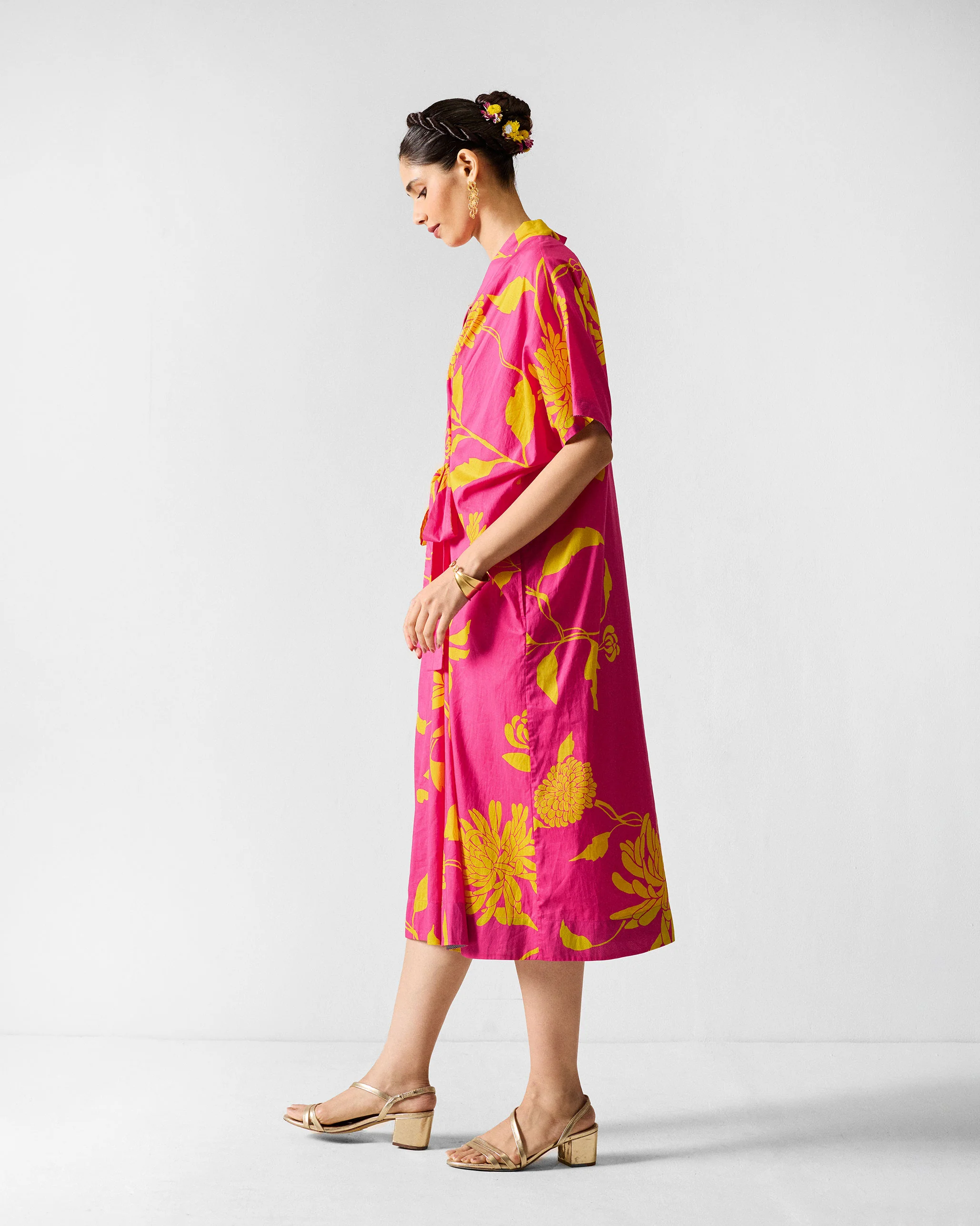 Doda Dress with Slip - Fuchsia & Lime Printed - Image 4