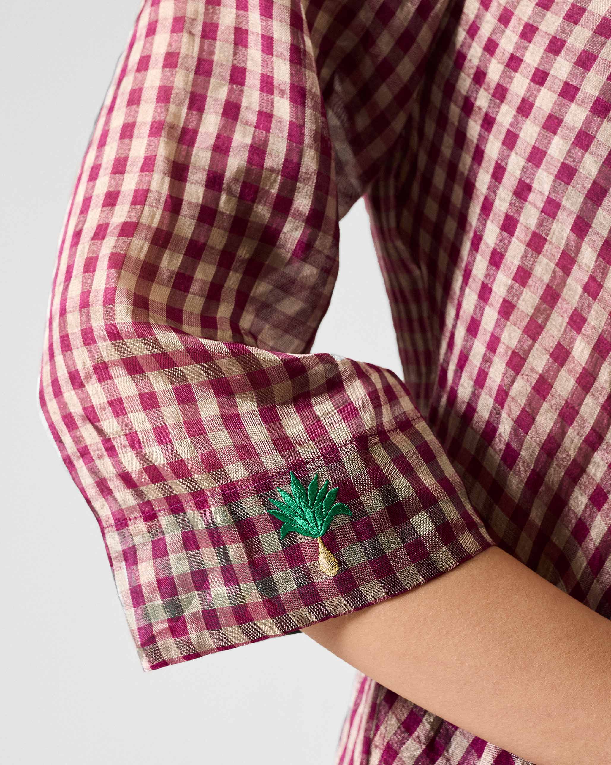Domino Kurta - Purple & Silver Checks - Image 3