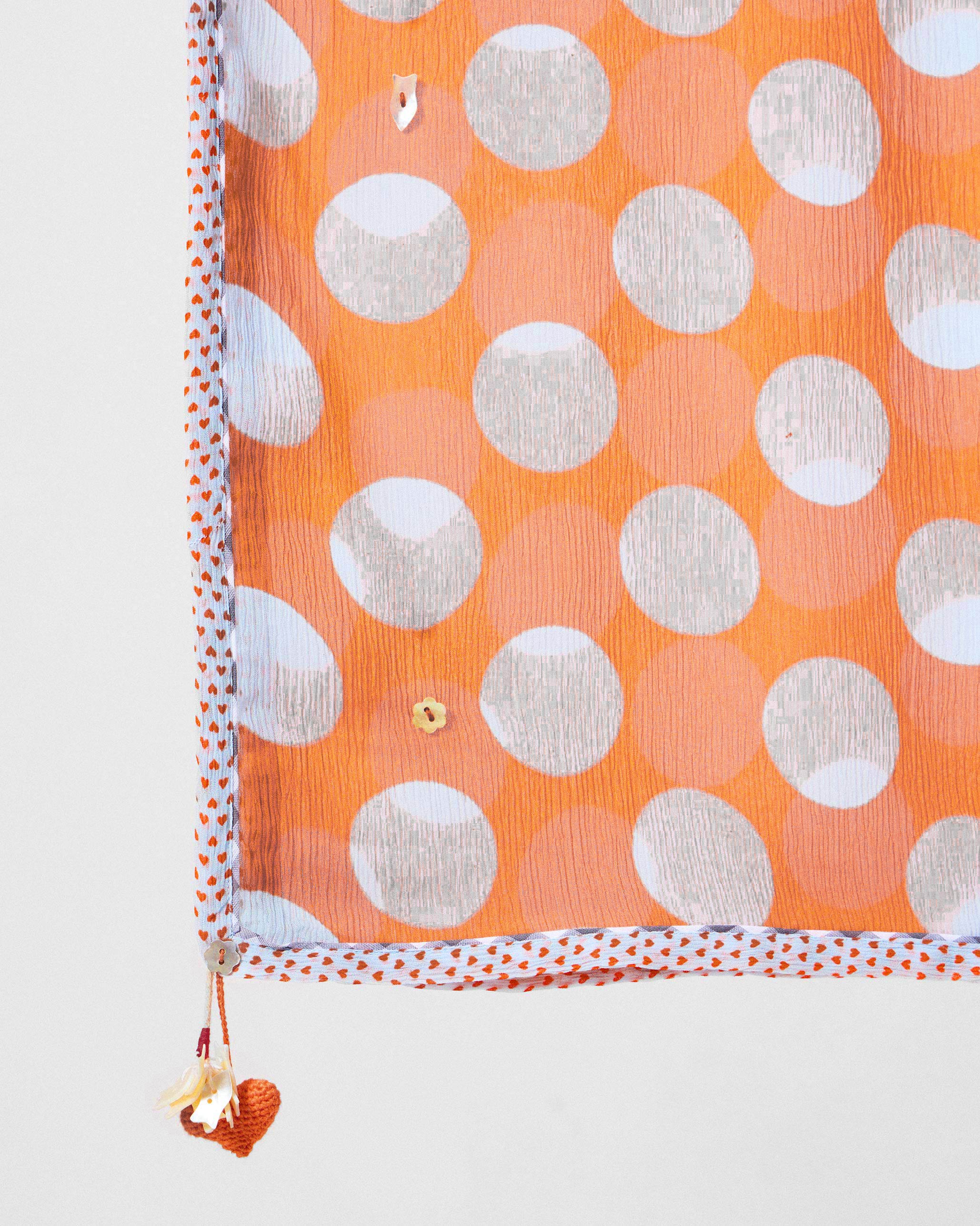Dot Dupatta - Orange & Ice Blue Printed - Image 2