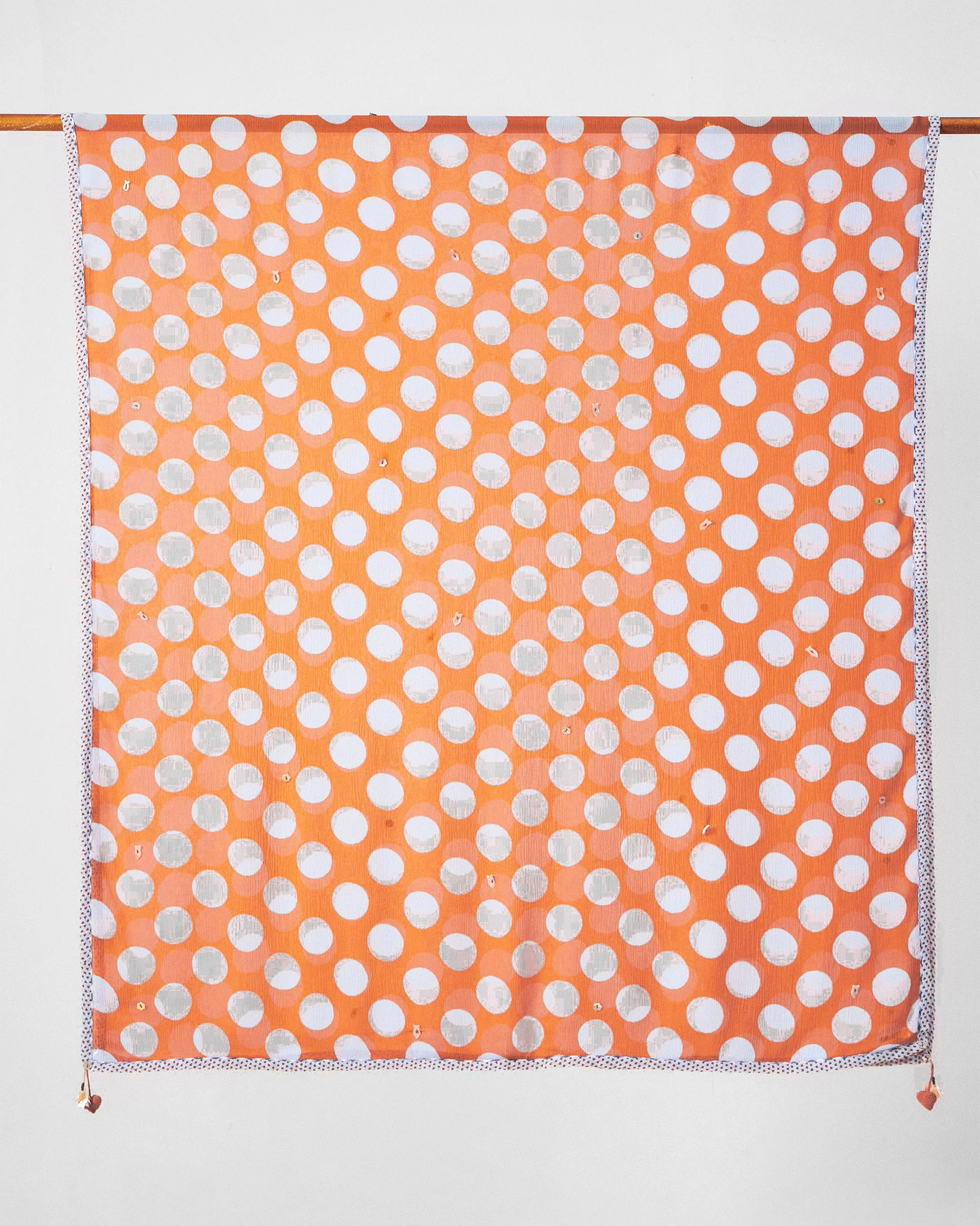 Dot Dupatta - Orange & Ice Blue Printed - Image 3