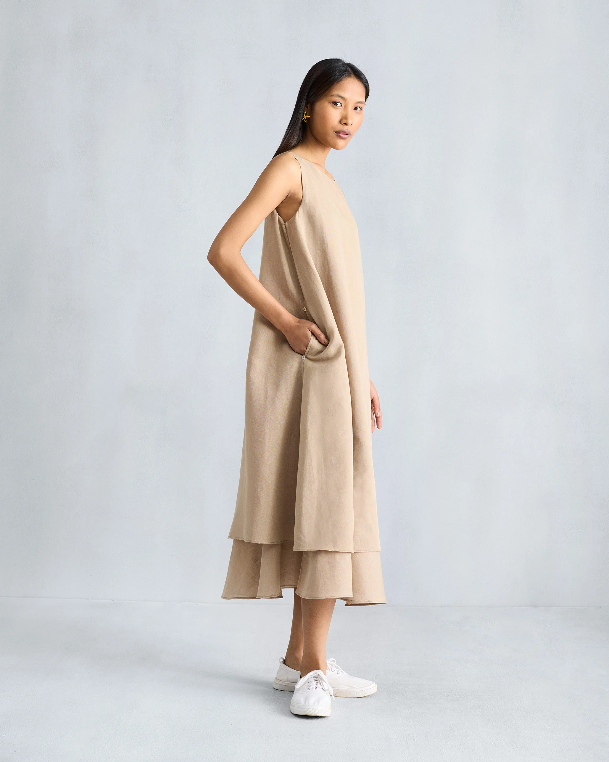Double Layer Dress - Beige - Image 5