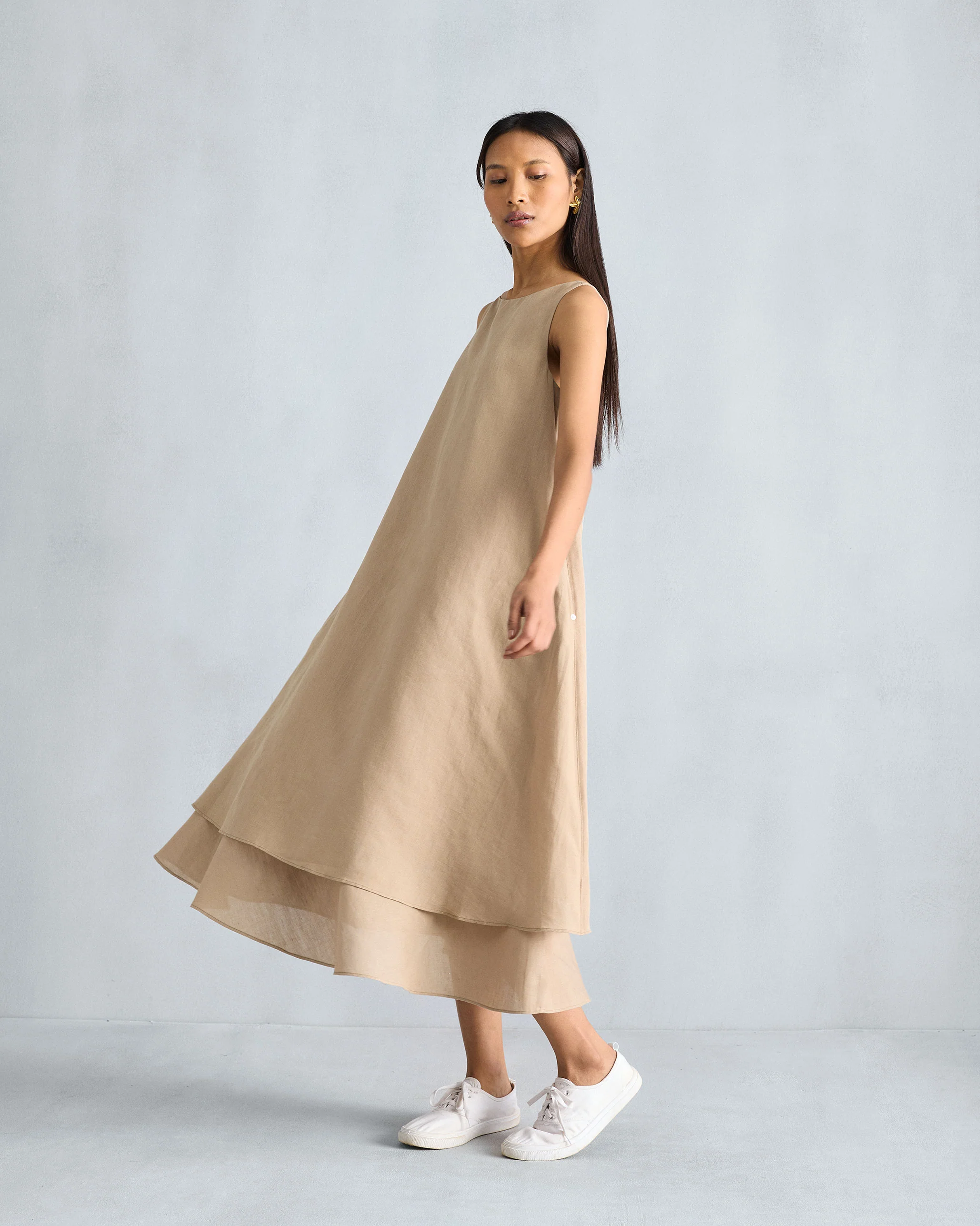 Double Layer Dress - Beige - Image 6