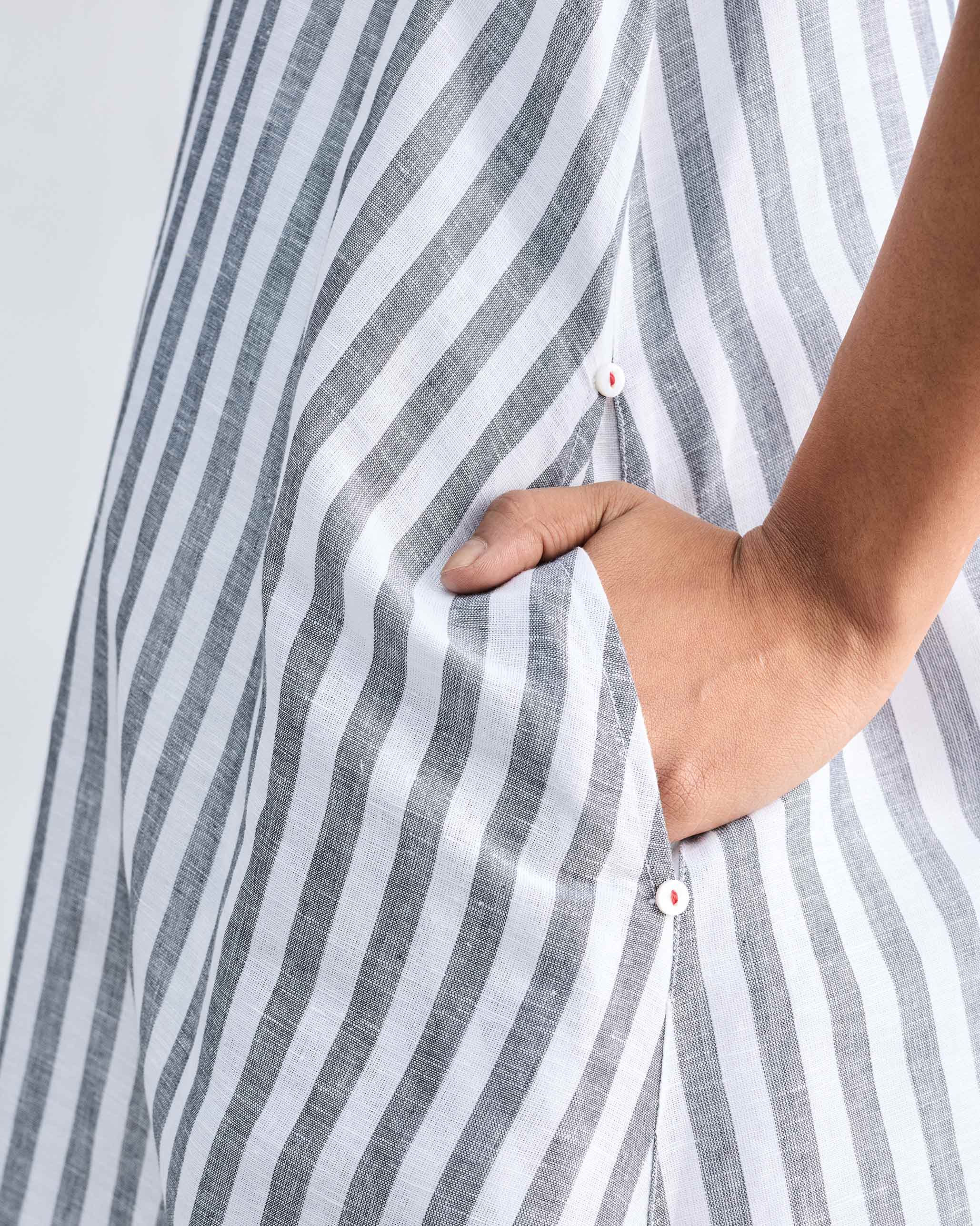Double Layer Dress - Charcoal & White Stripes - Image 5