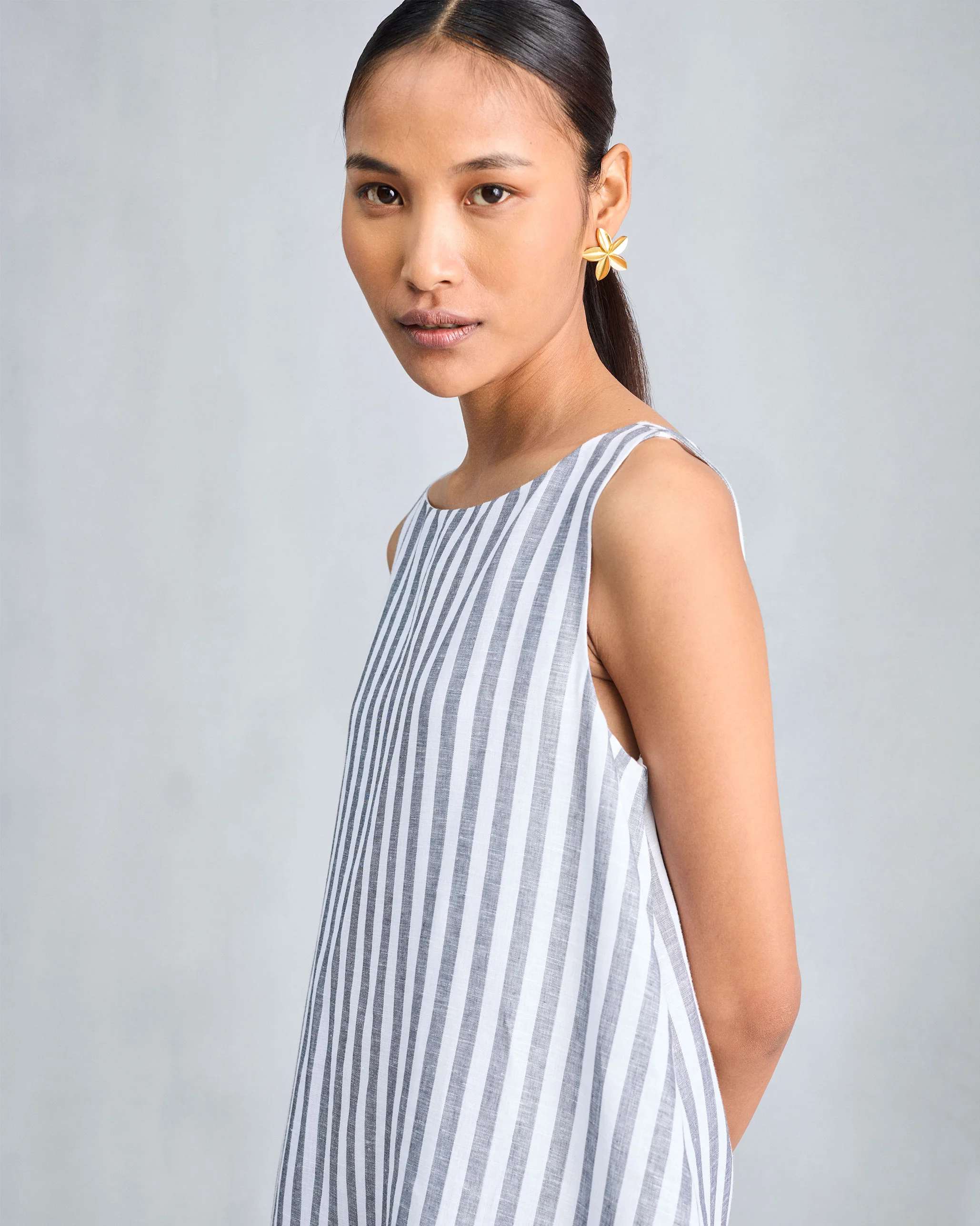 Double Layer Dress - Charcoal & White Stripes - Image 6