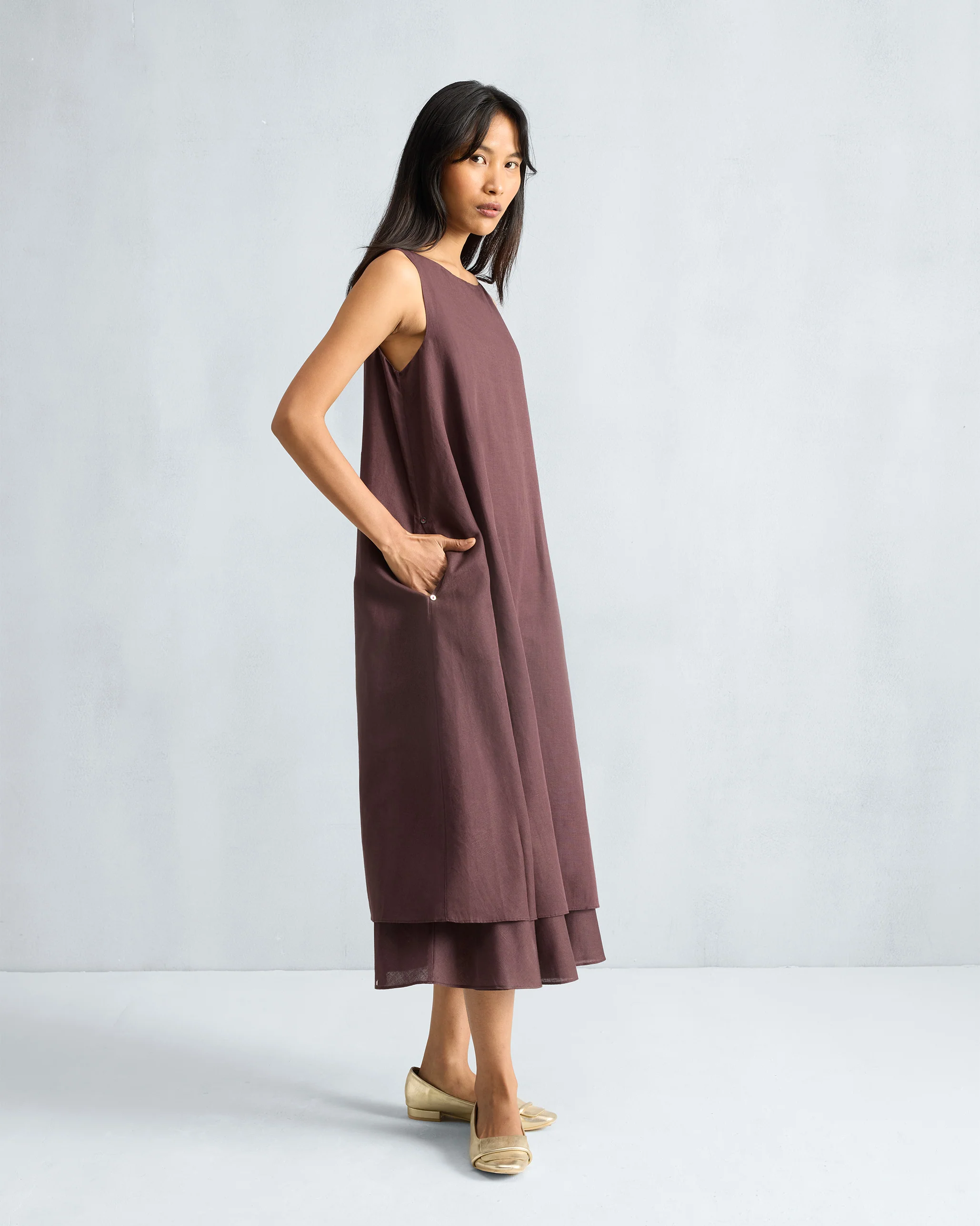 Double Layer Dress - Chocolate Plum - Image 3