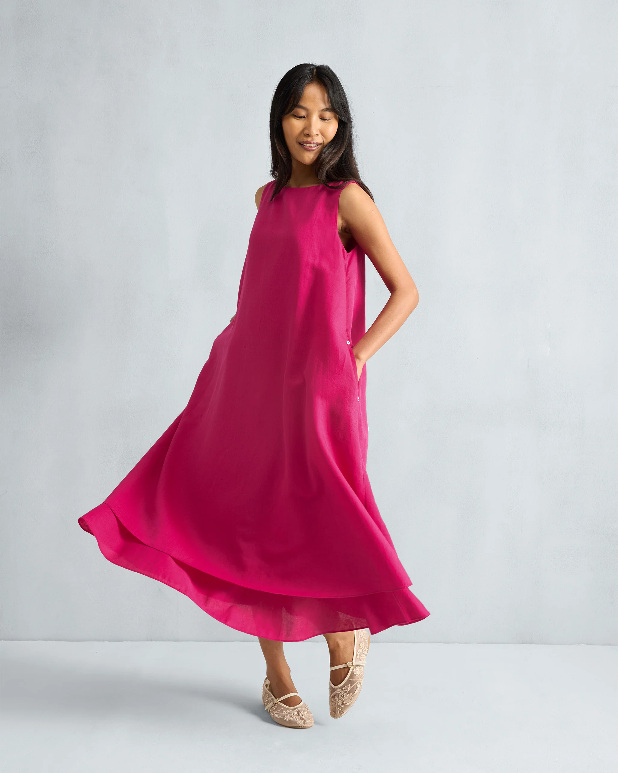 Double Layer Dress - Fuchsia