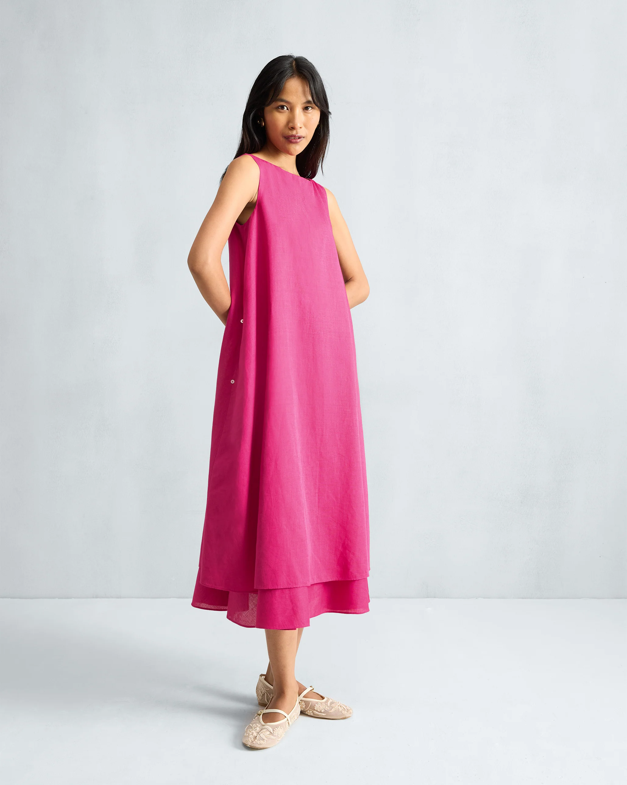 Double Layer Dress - Fuchsia - Image 3