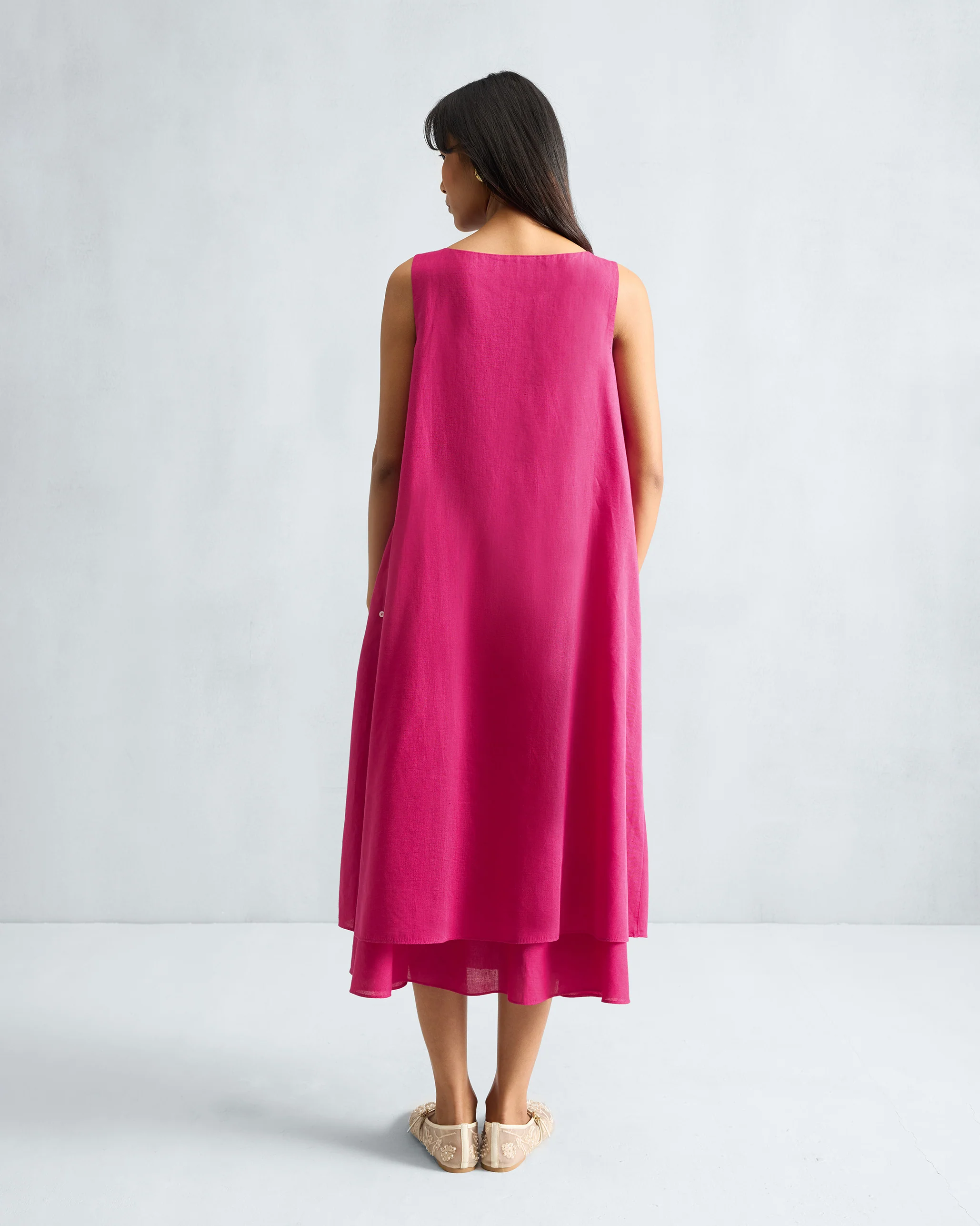 Double Layer Dress - Fuchsia - Image 4