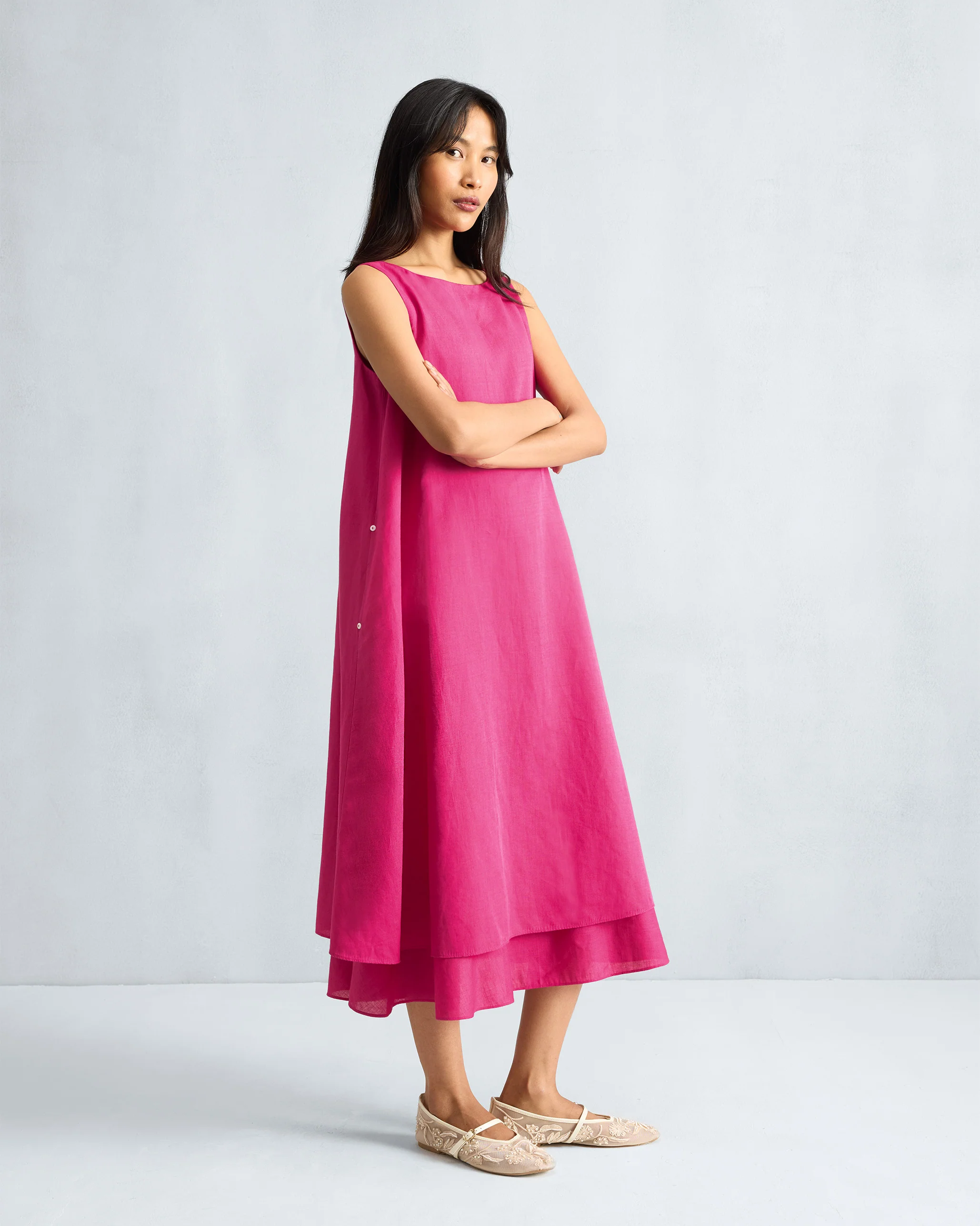 Double Layer Dress - Fuchsia - Image 6