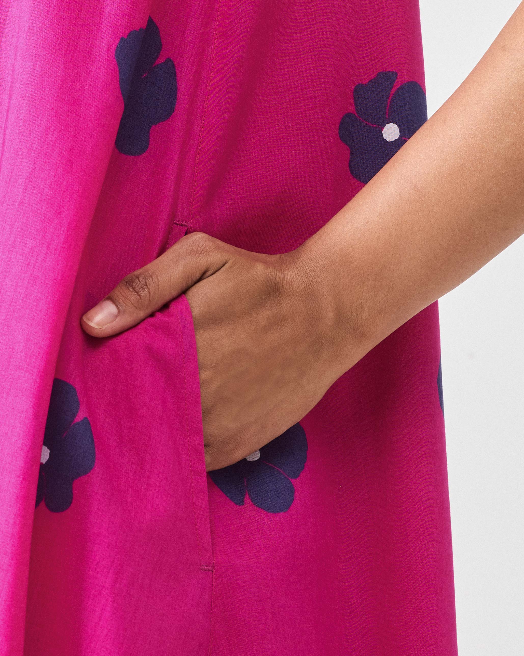 Double Layer Dress - Fuchsia & Purple Print - Image 5