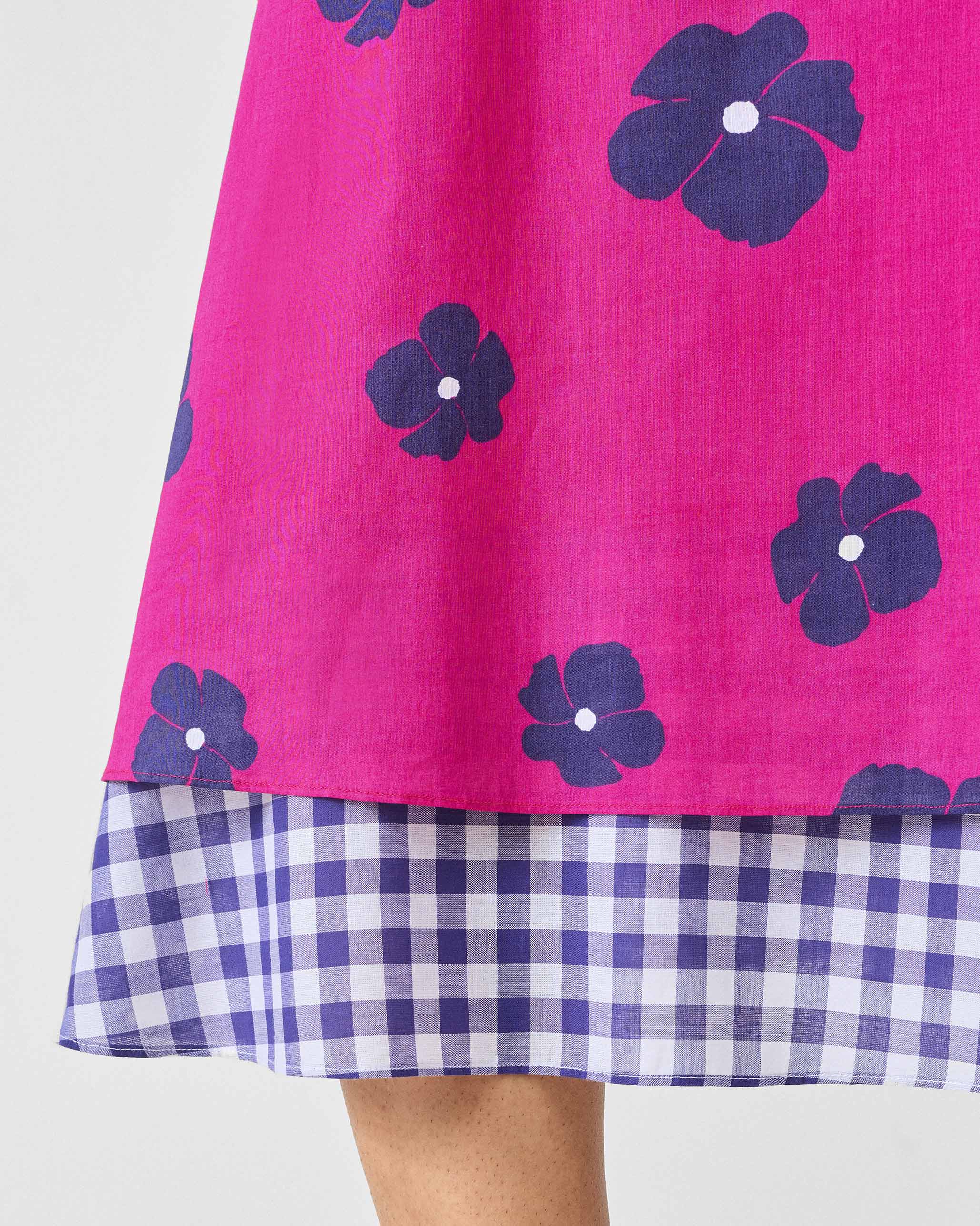 Double Layer Dress - Fuchsia & Purple Print - Image 6