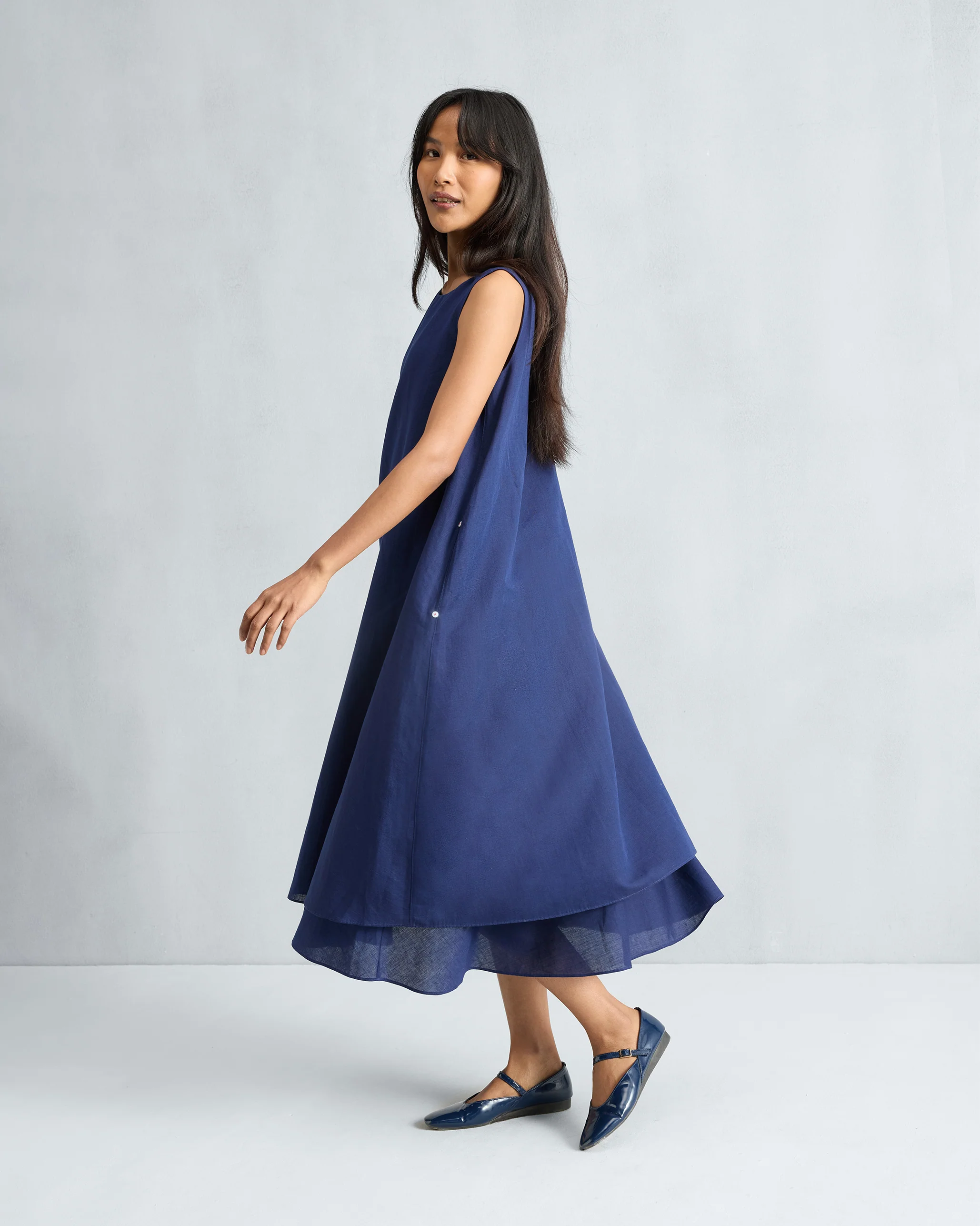 Double Layer Dress - Ink Blue - Image 3