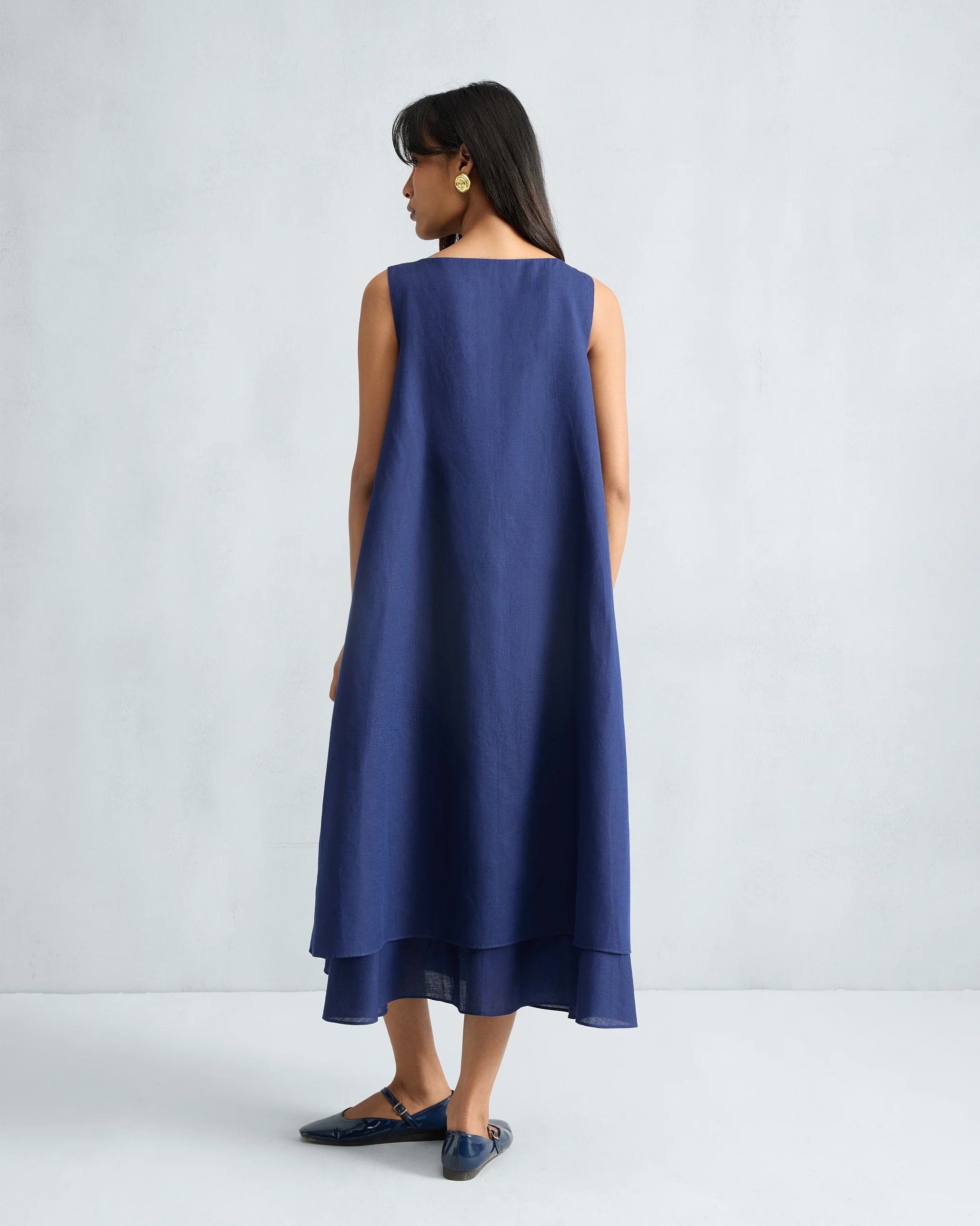 Double Layer Dress - Ink Blue - Image 5
