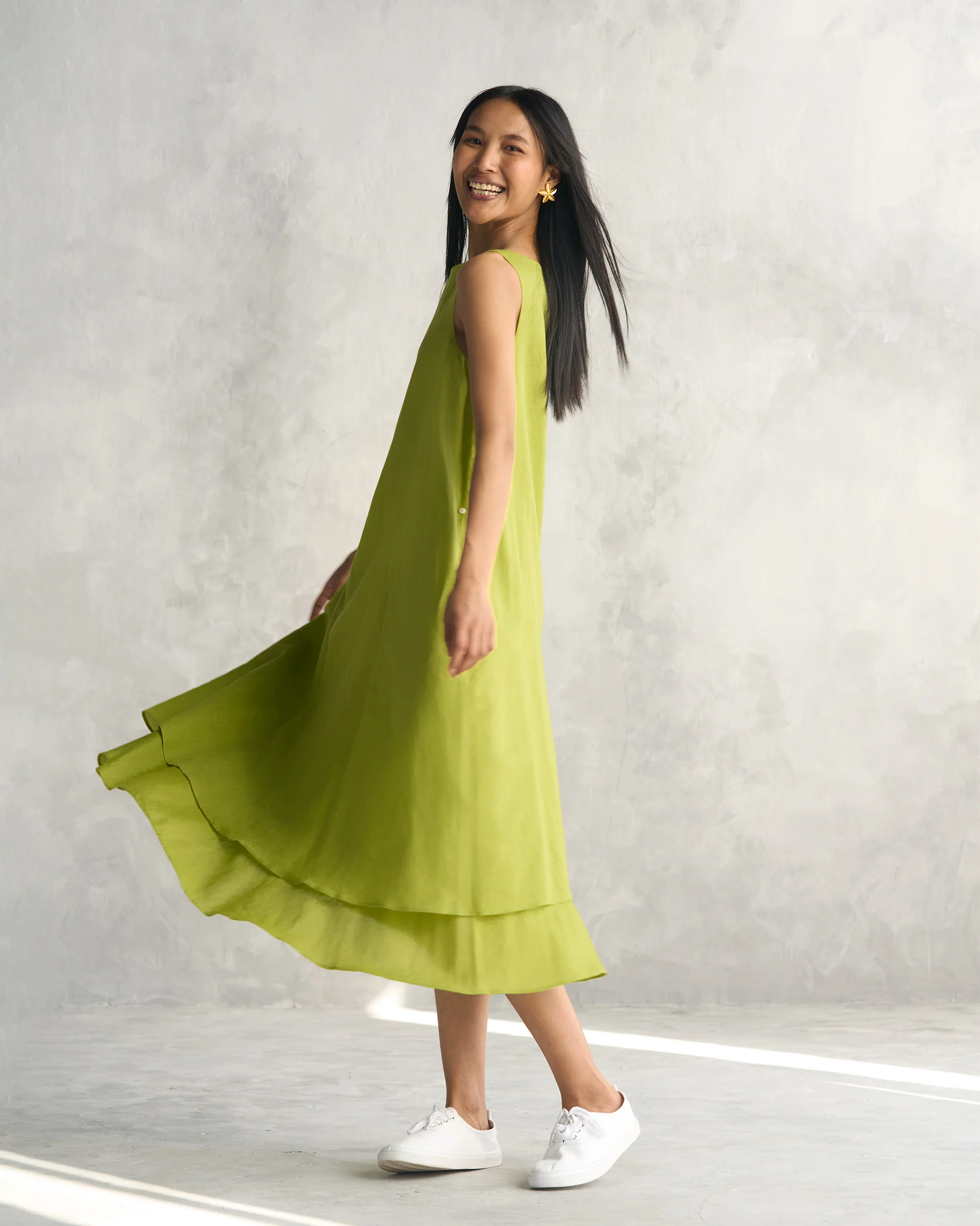 Double Layer Dress - Lime - Image 3