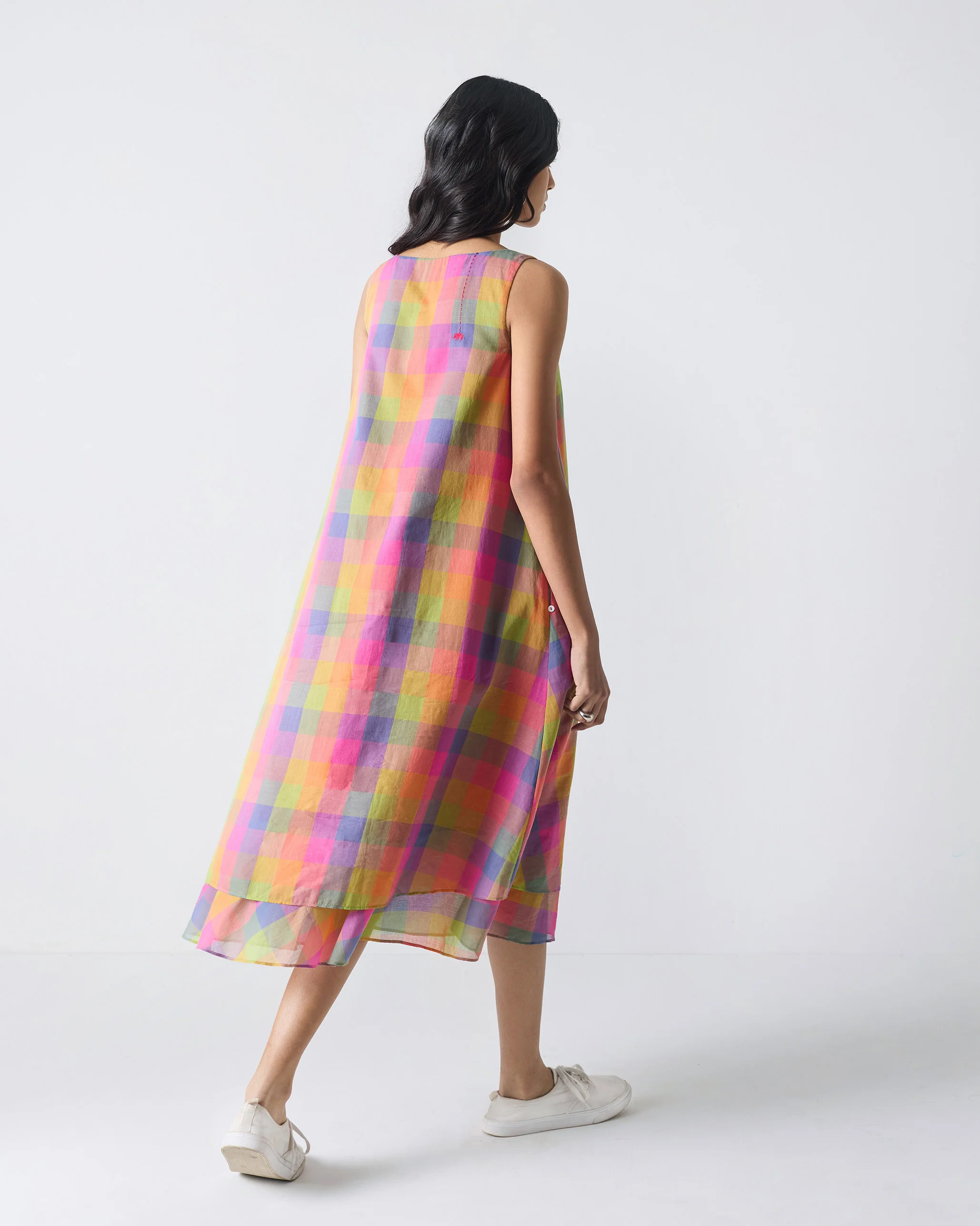 Double Layer Dress - Multi Color Checks - Image 4
