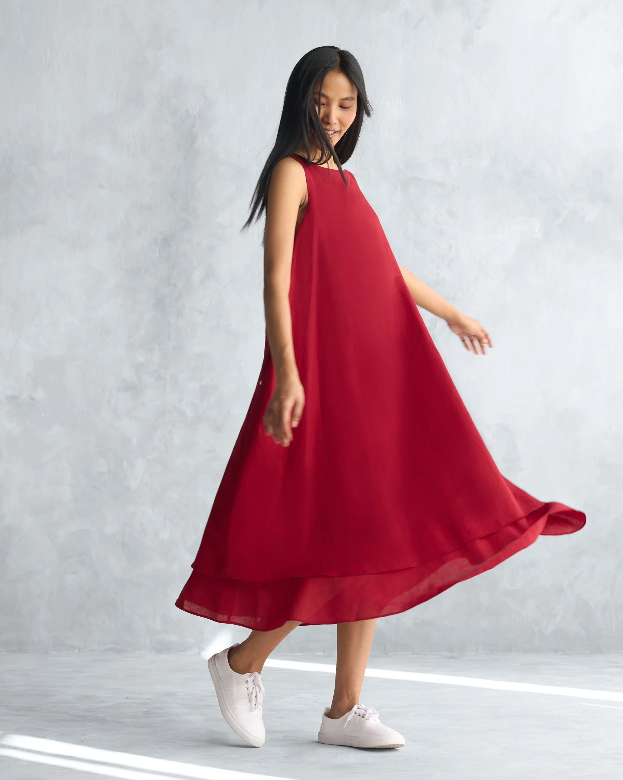 Double Layer Dress - Red - Image 3