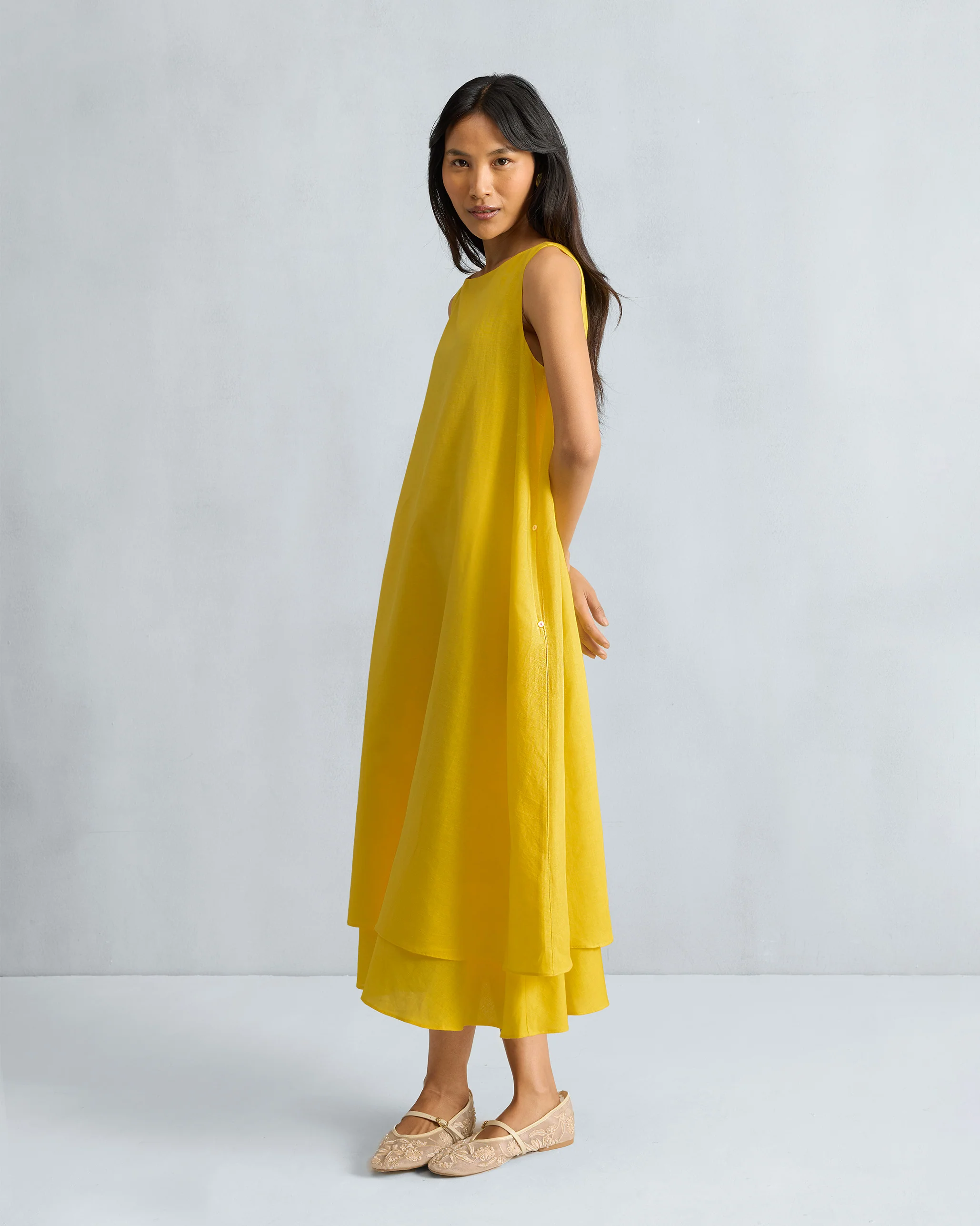 Double Layer Dress - Yellow - Image 2
