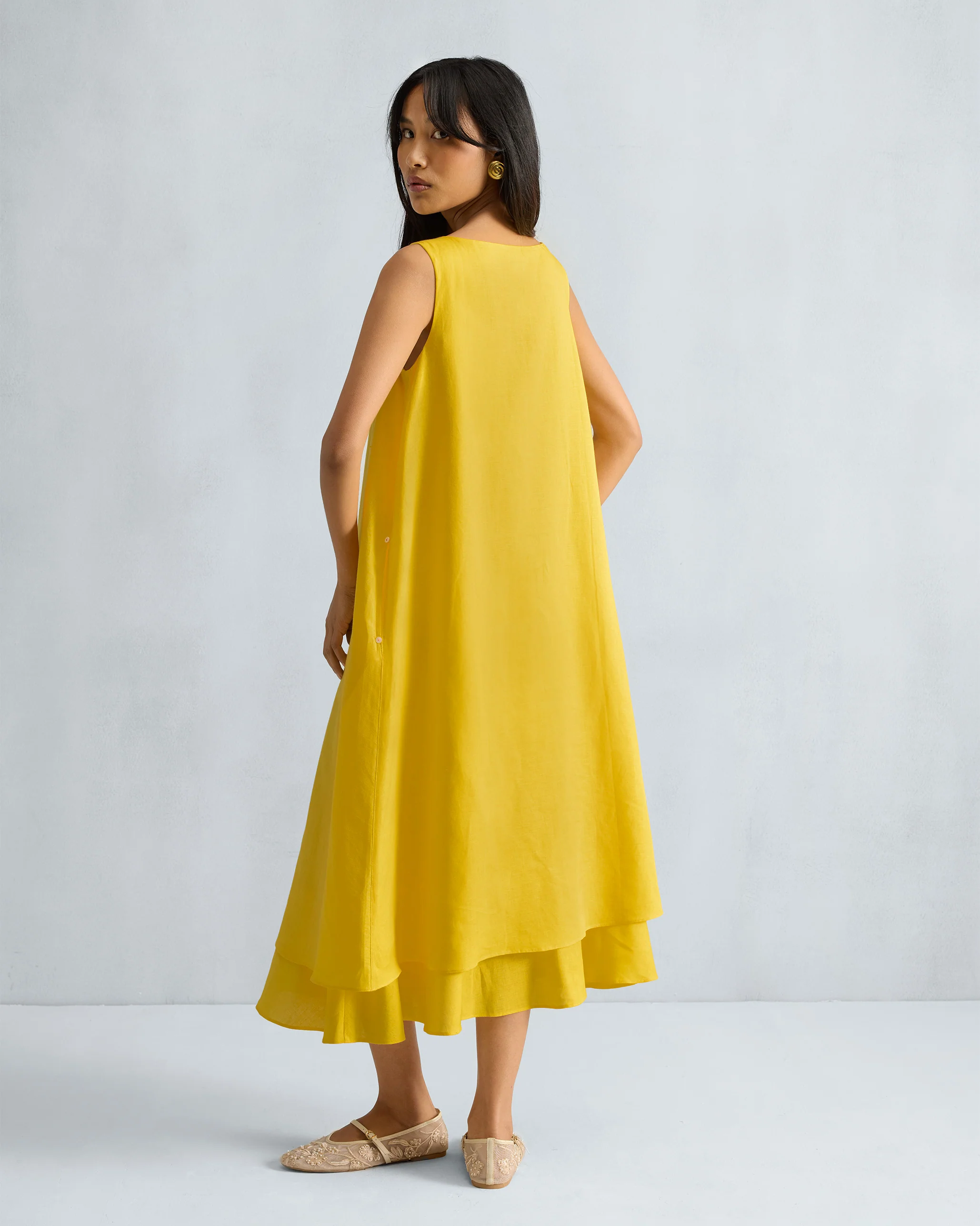Double Layer Dress - Yellow - Image 4