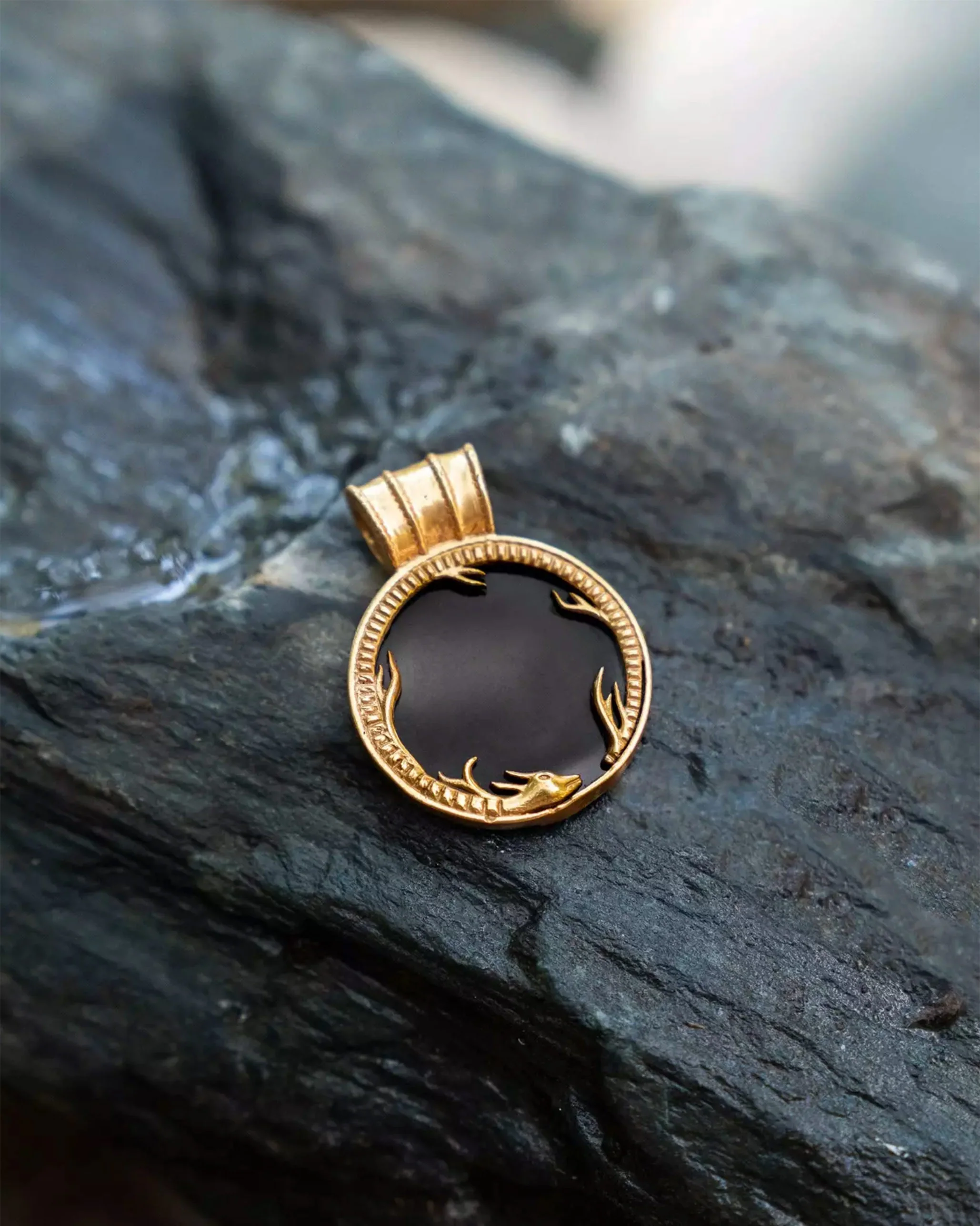 Dragon Fire Sign Charm - Black & Gold - Image 2