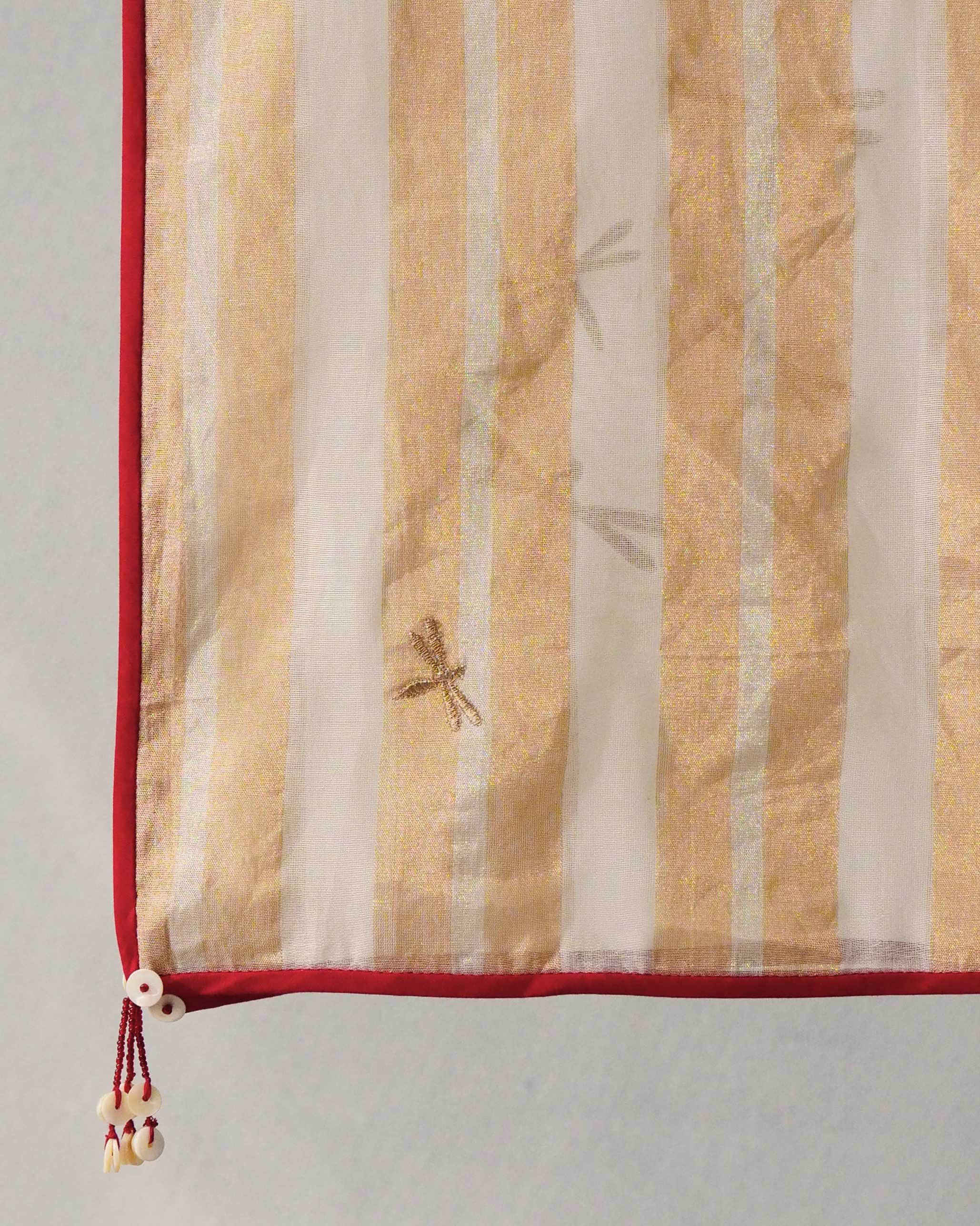 Dragon Fly Dupatta - Gold & Ivory Embroidered - Image 2