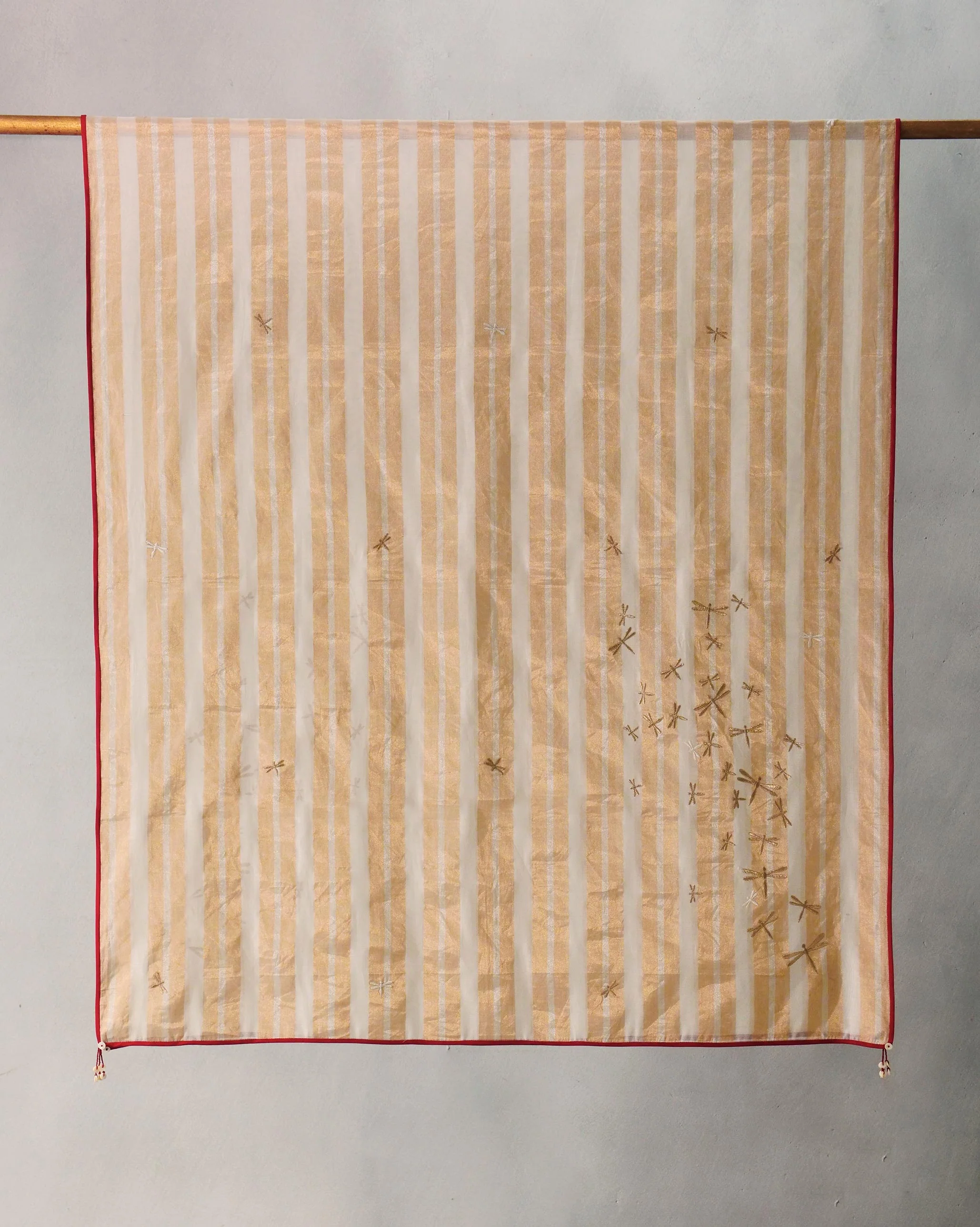 Dragon Fly Dupatta - Gold & Ivory Embroidered - Image 3