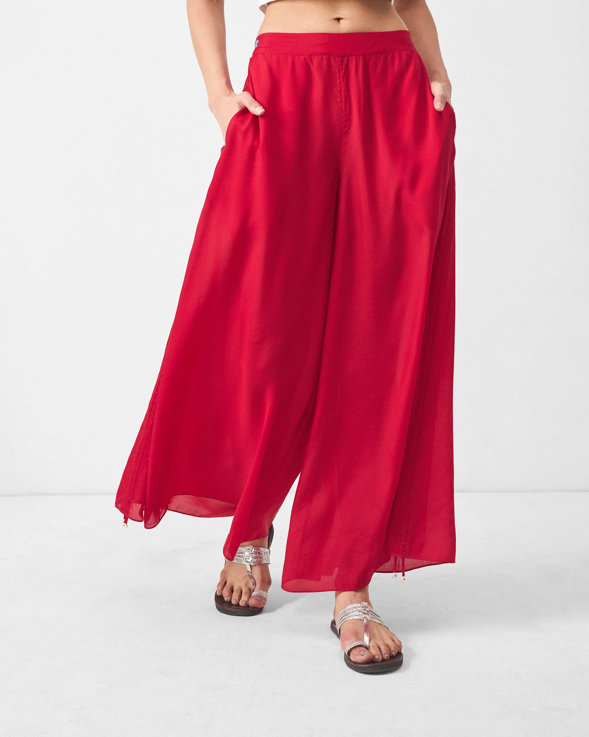 Drawstring Pants - Red - Image 2