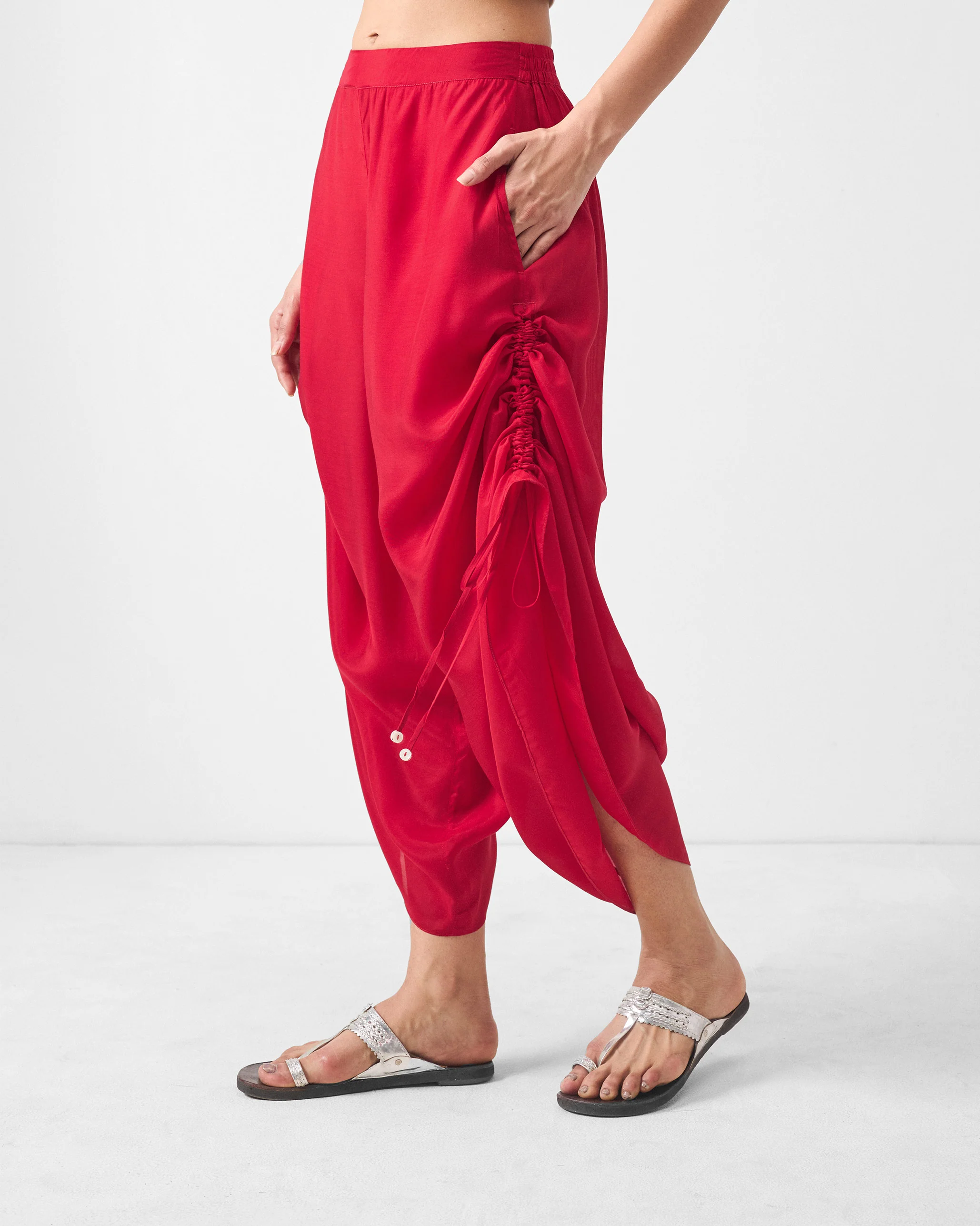 Drawstring Pants - Red - Image 5