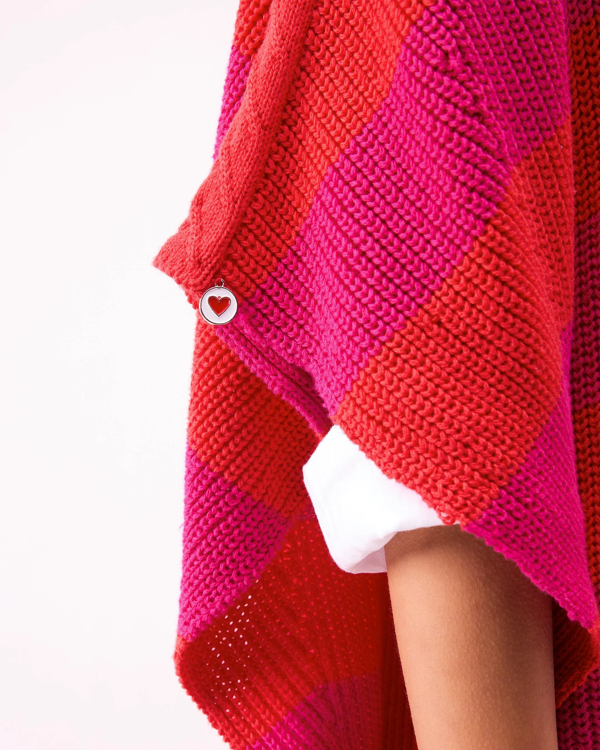 Dream High-low Hem Sweater - Fuchsia & Bright Red Stripes - Image 3