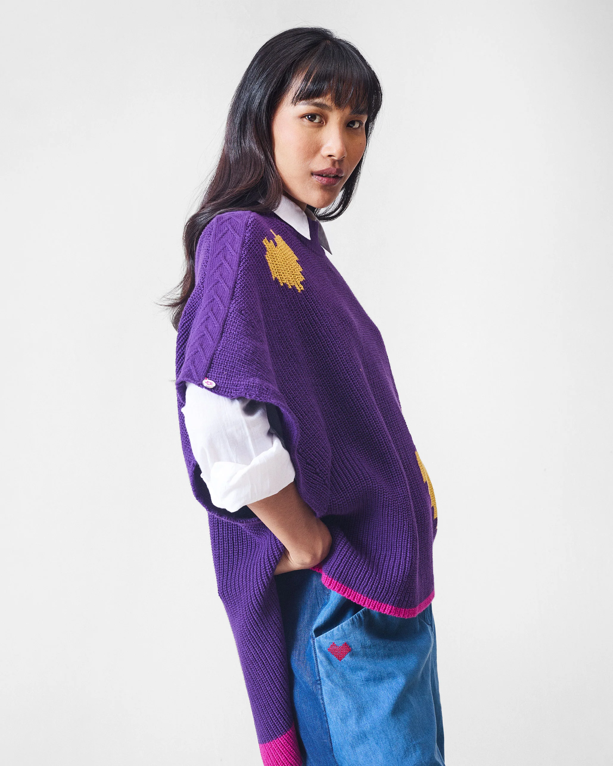 Dream High-low Hem Sweater - Purple - Image 5