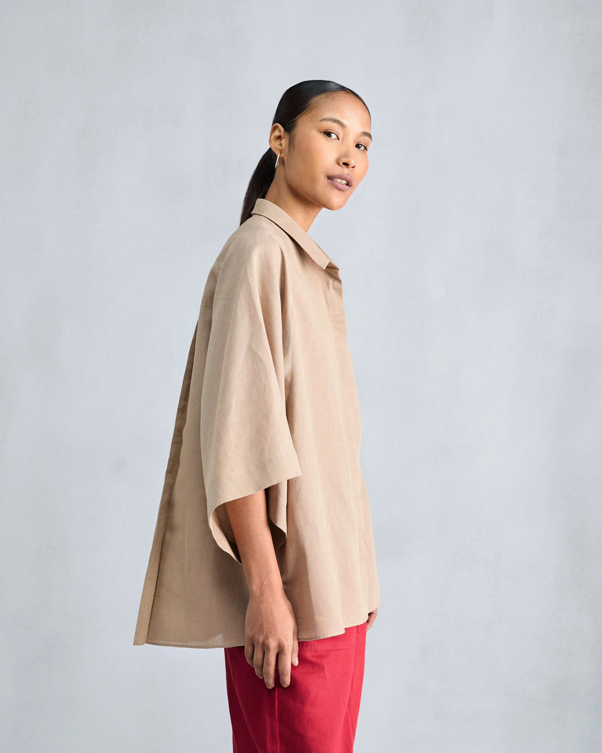 Drop Armhole Shirt - Beige - Image 2