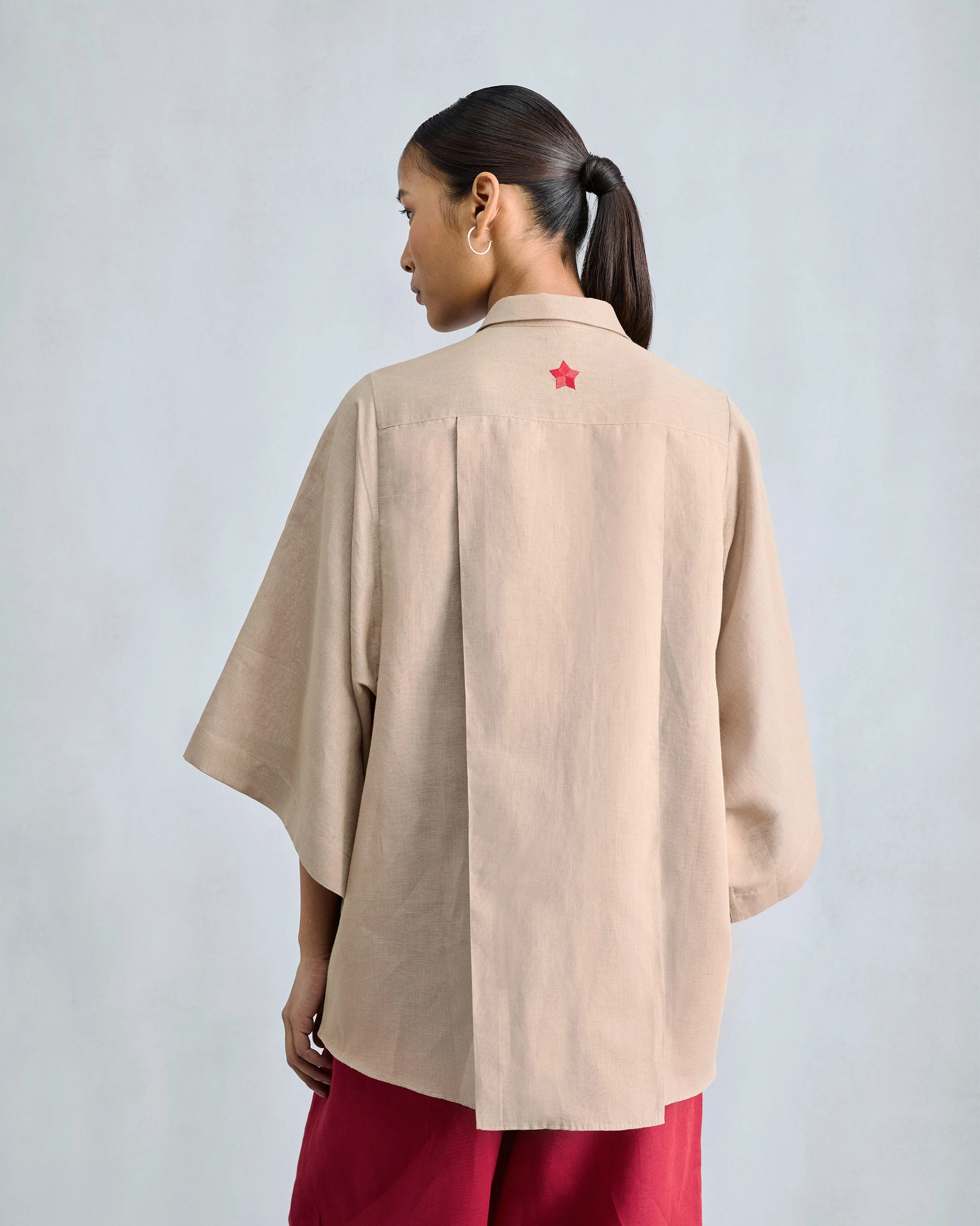 Drop Armhole Shirt - Beige - Image 5