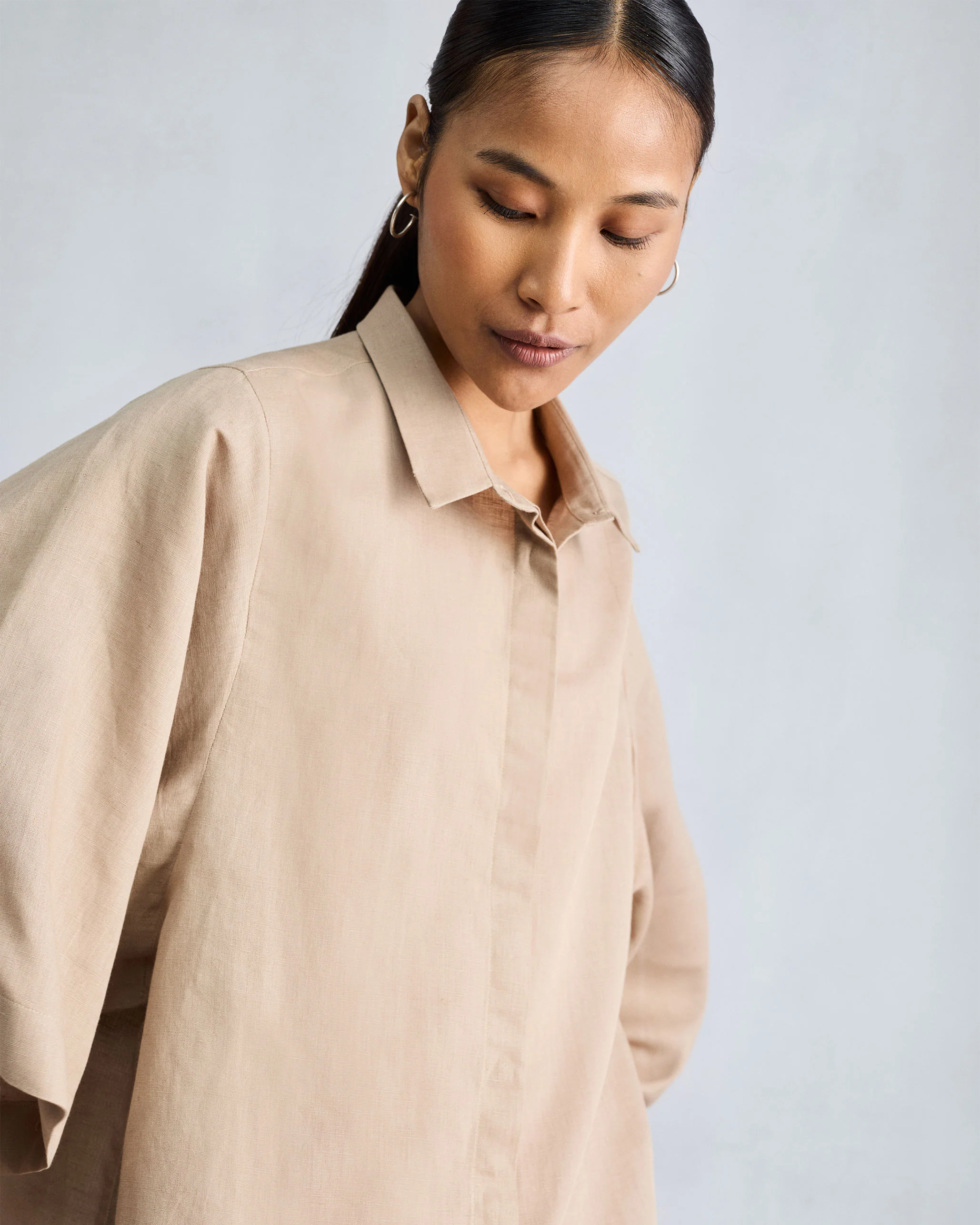 Drop Armhole Shirt - Beige - Image 8