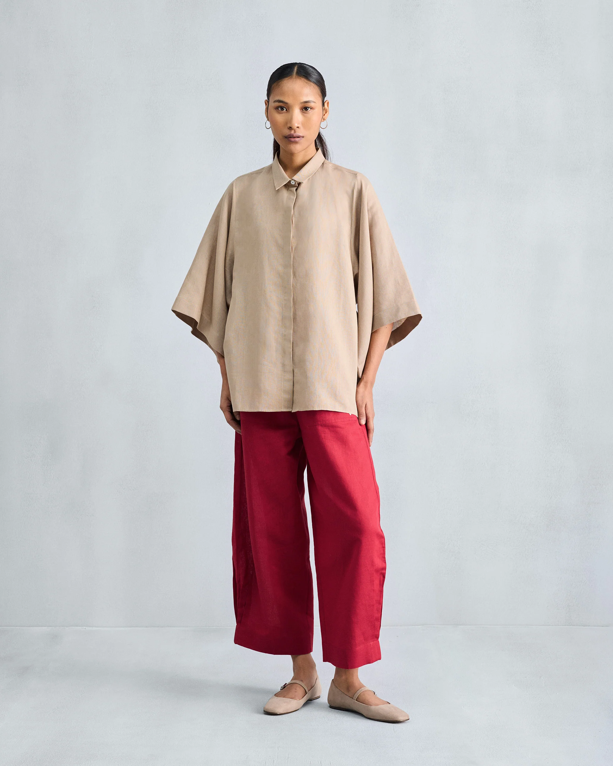 Drop Armhole Shirt - Beige - Image 9