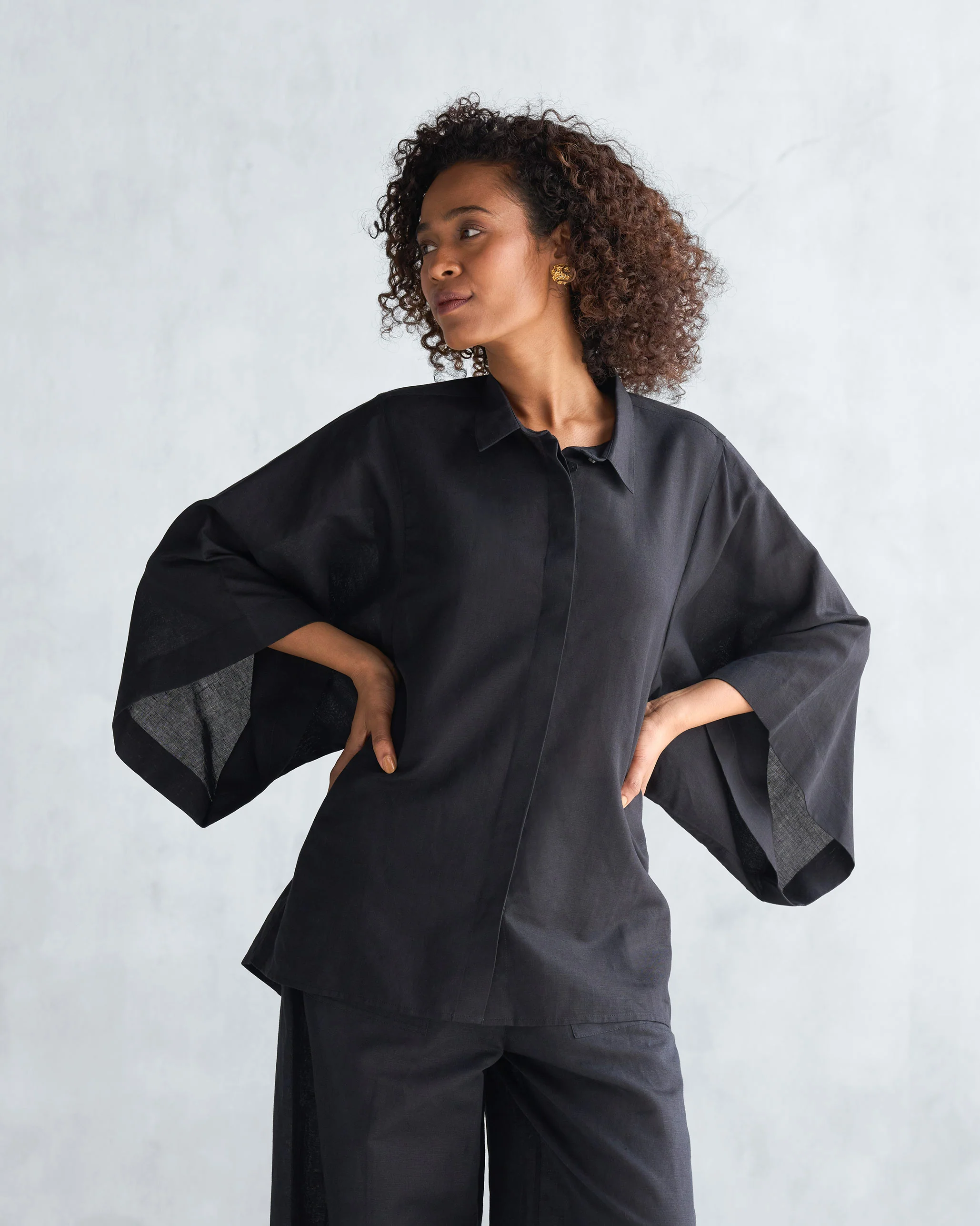 Drop Armhole Shirt - Black - Image 3