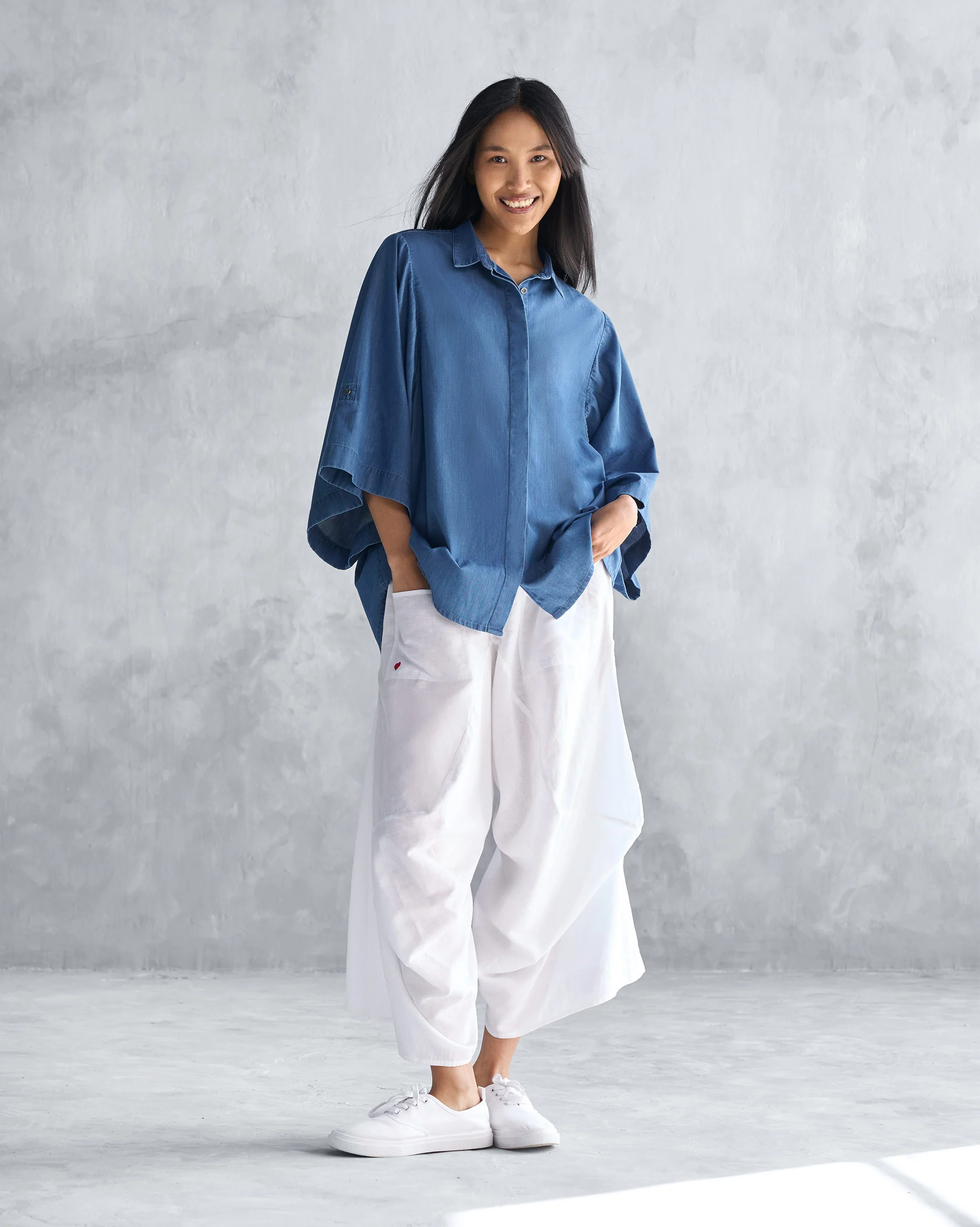 Drop Armhole Shirt - Blue - Image 4