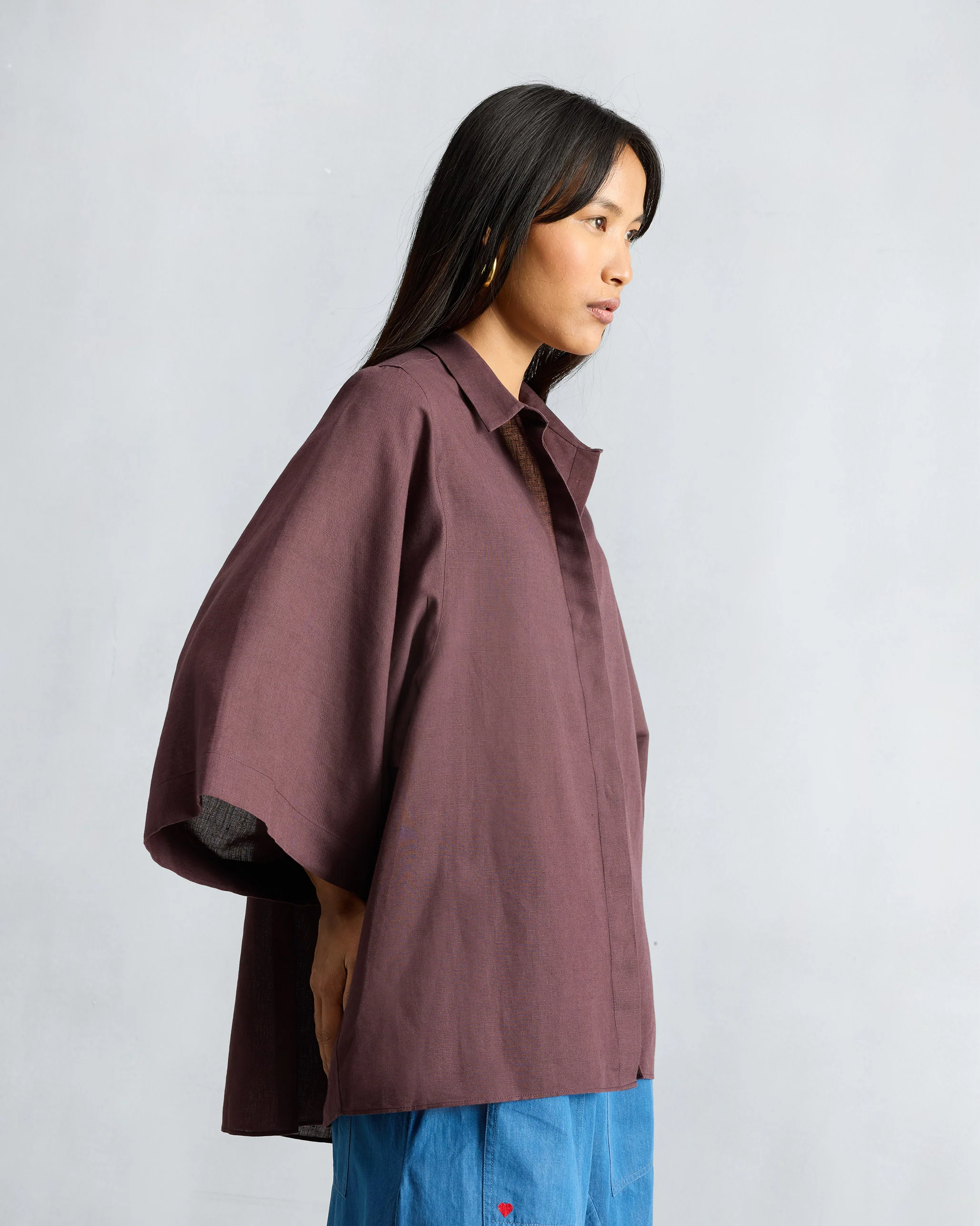 Drop Armhole Shirt - Chocolate Plum - Image 2