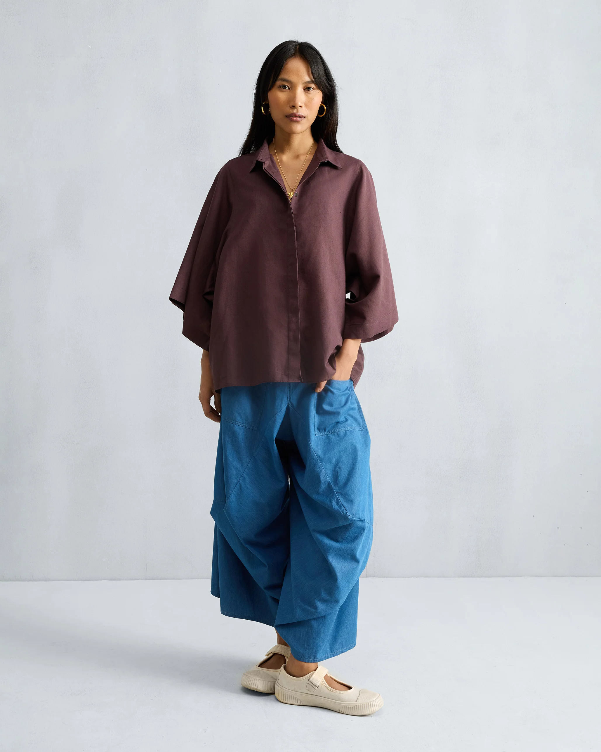 Drop Armhole Shirt - Chocolate Plum - Image 6
