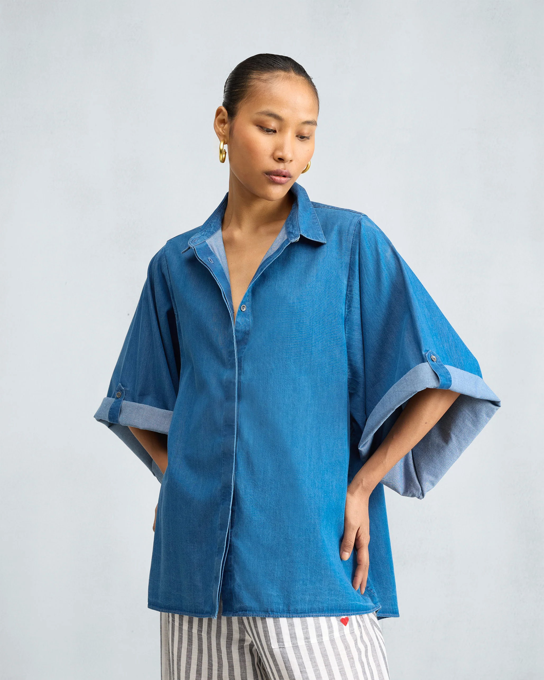 Drop Armhole Shirt - Denim - Image 6