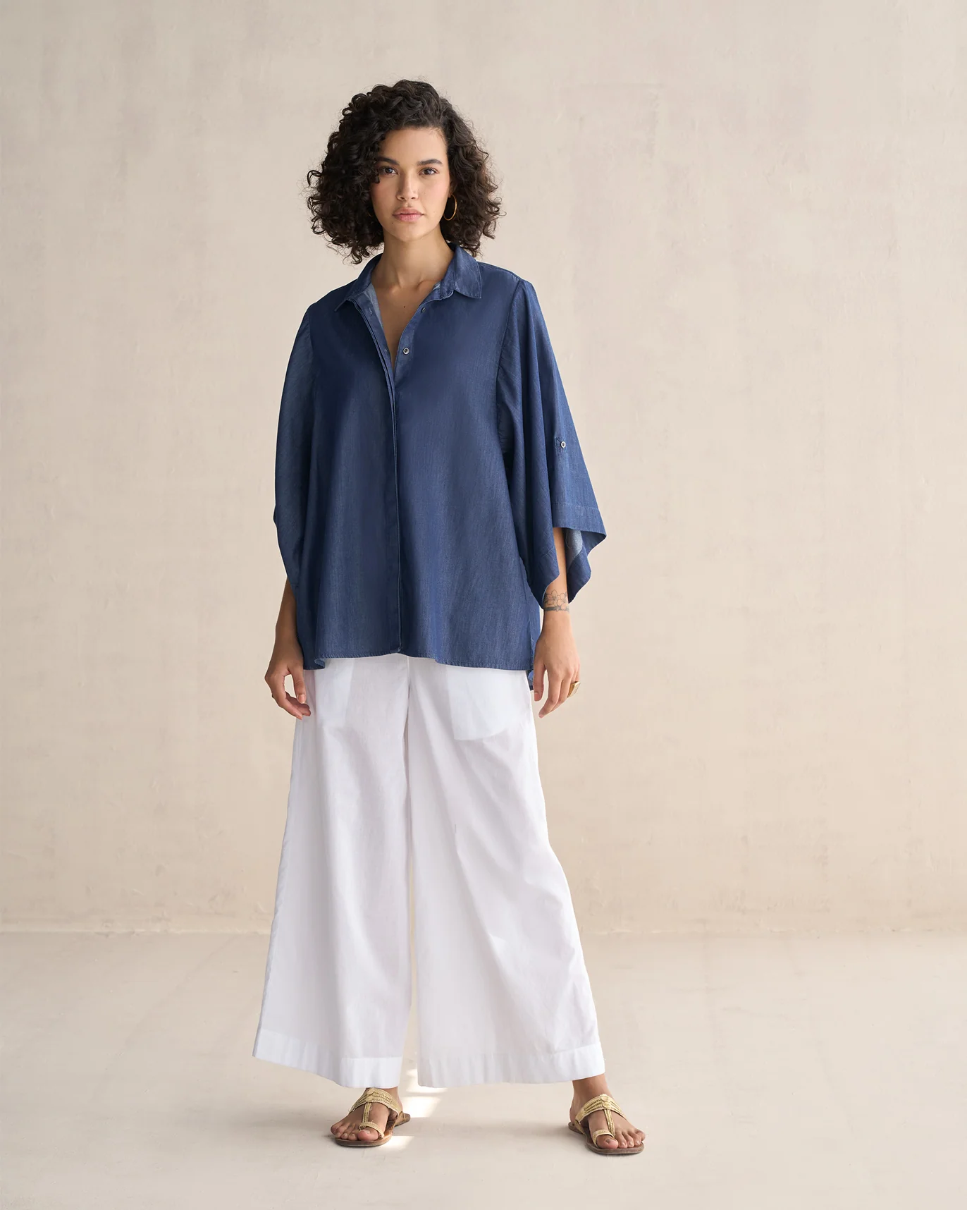 Drop Armhole Shirt - Blue - Image 5