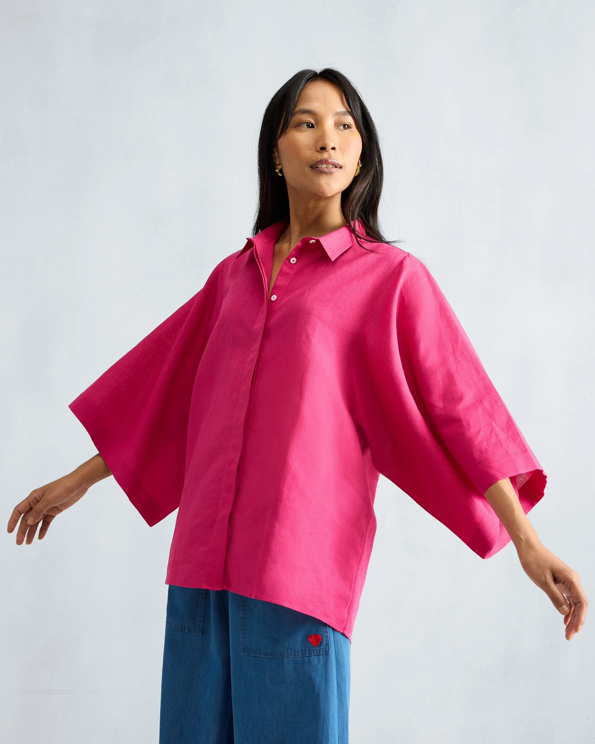 Drop Armhole Shirt - Fuchsia - Image 2