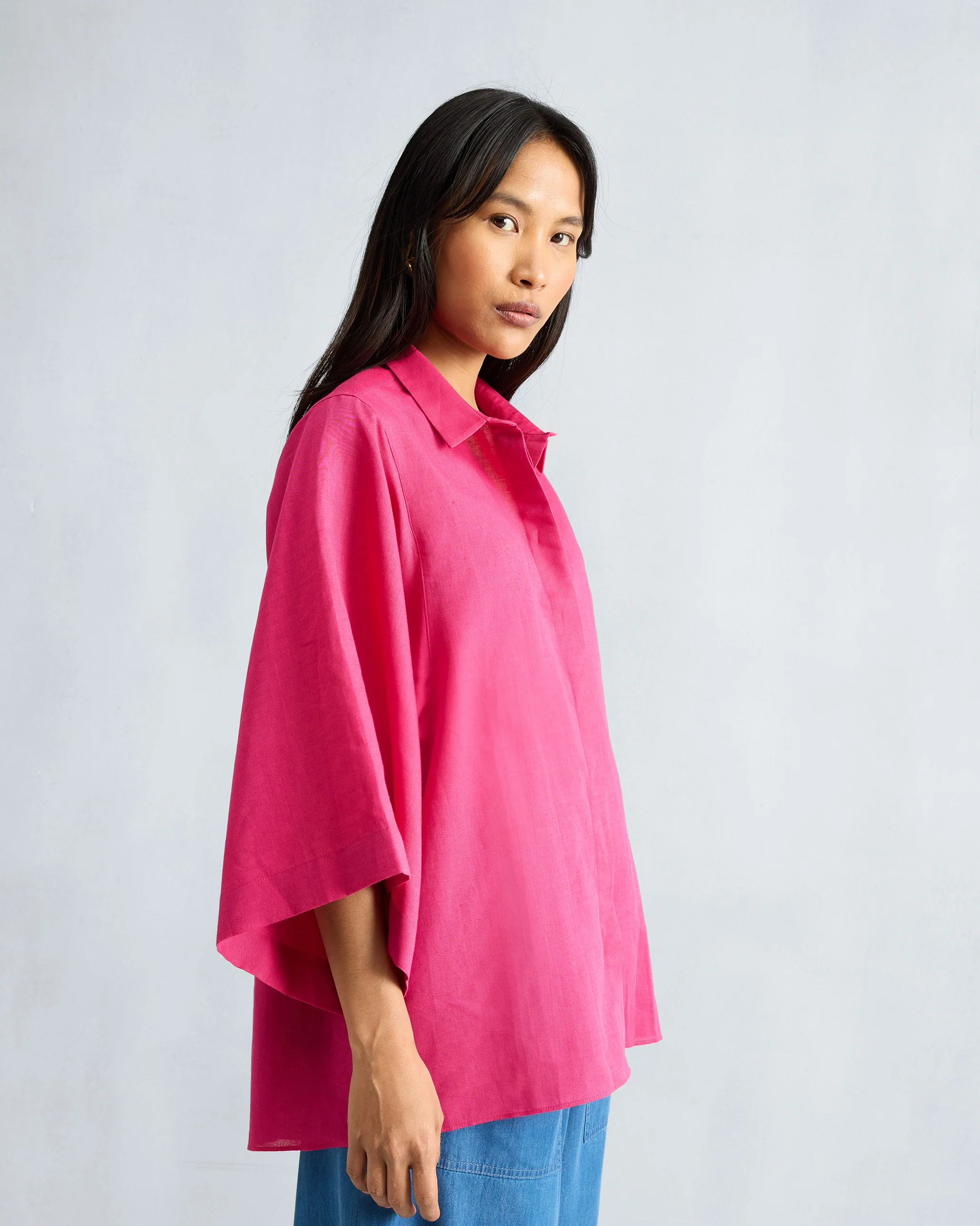 Drop Armhole Shirt - Fuchsia - Image 3